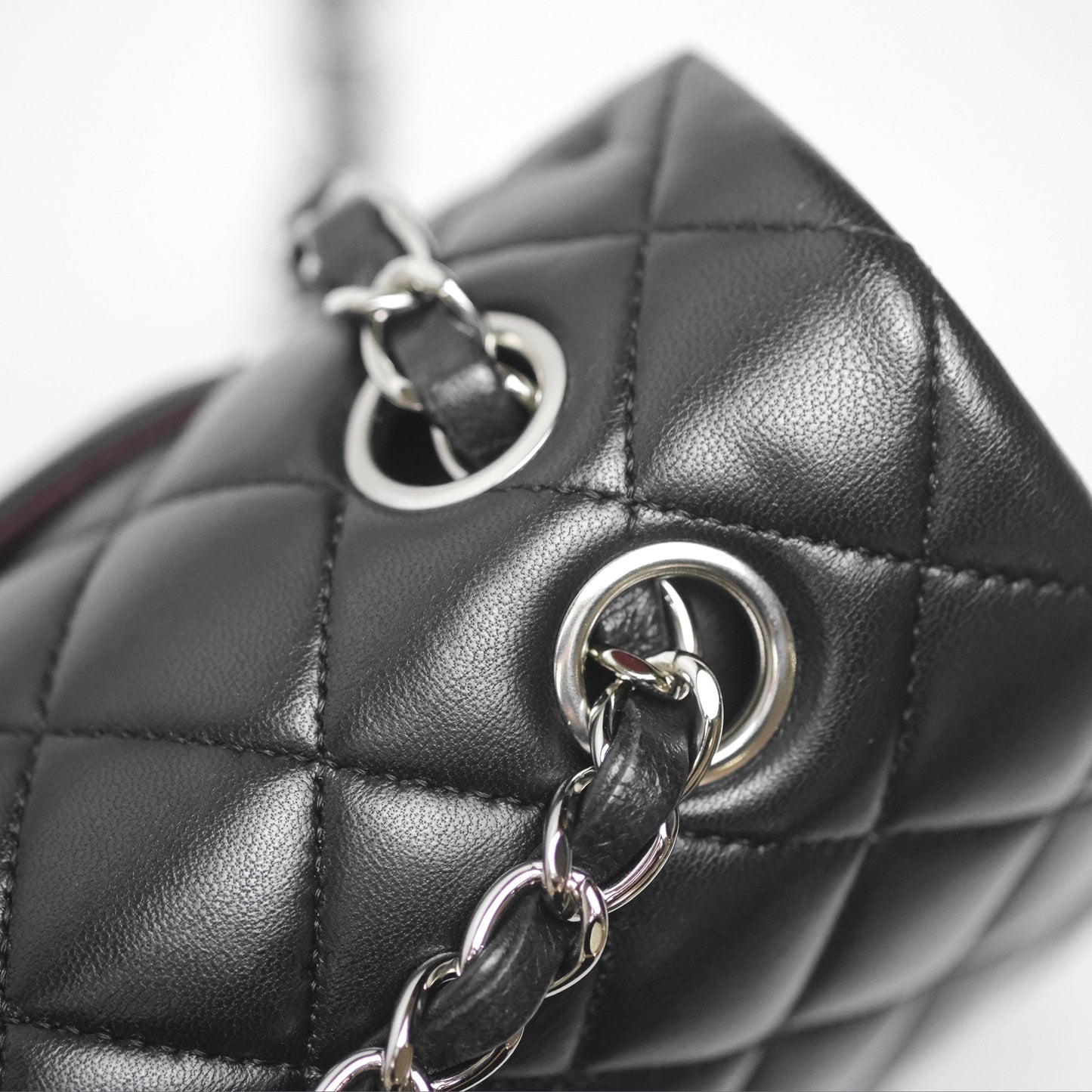 Chanel Classic M/L Medium Flap Quilted Black Lambskin Silver Hardware