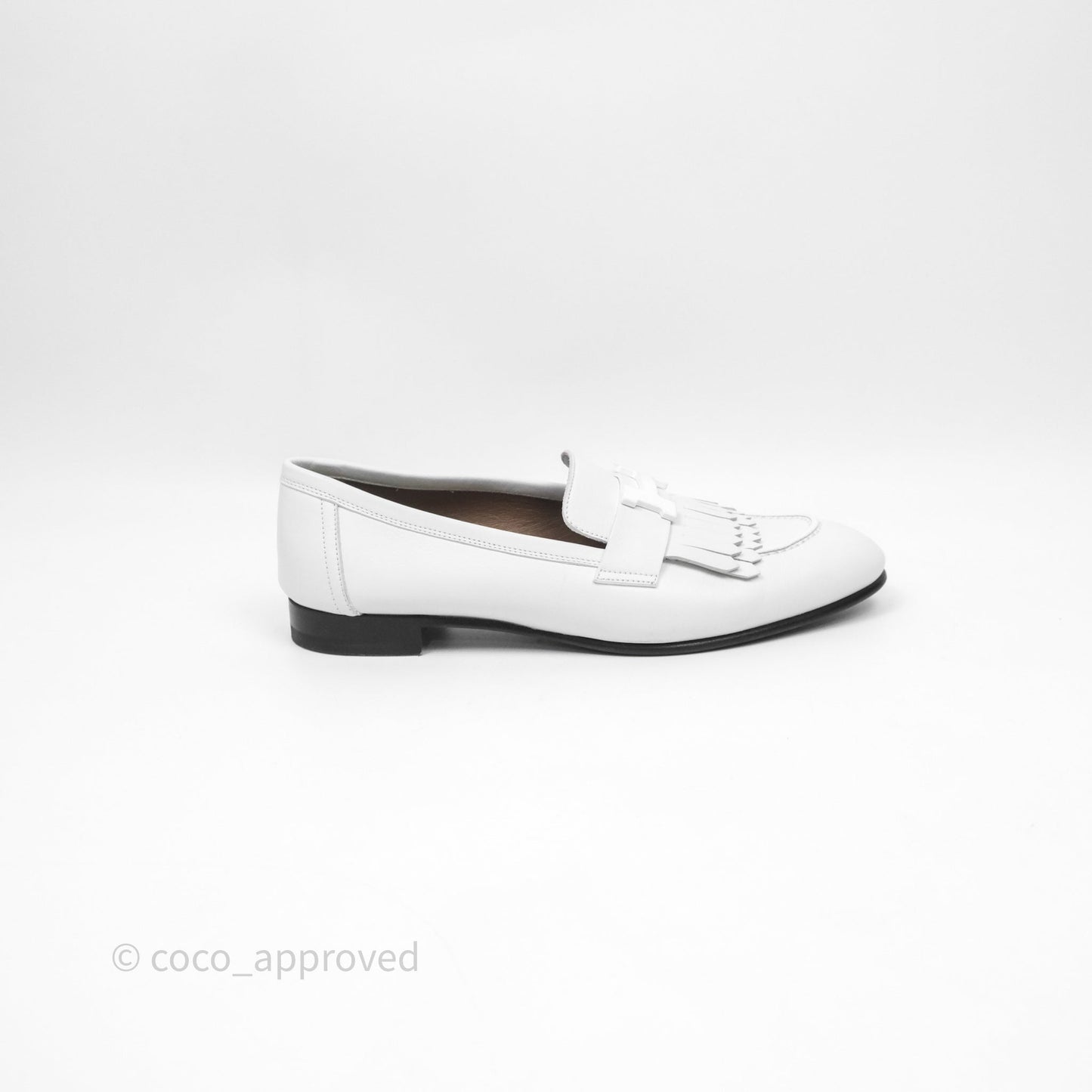 Hermès Royal Loafers White Calfskin Size 38