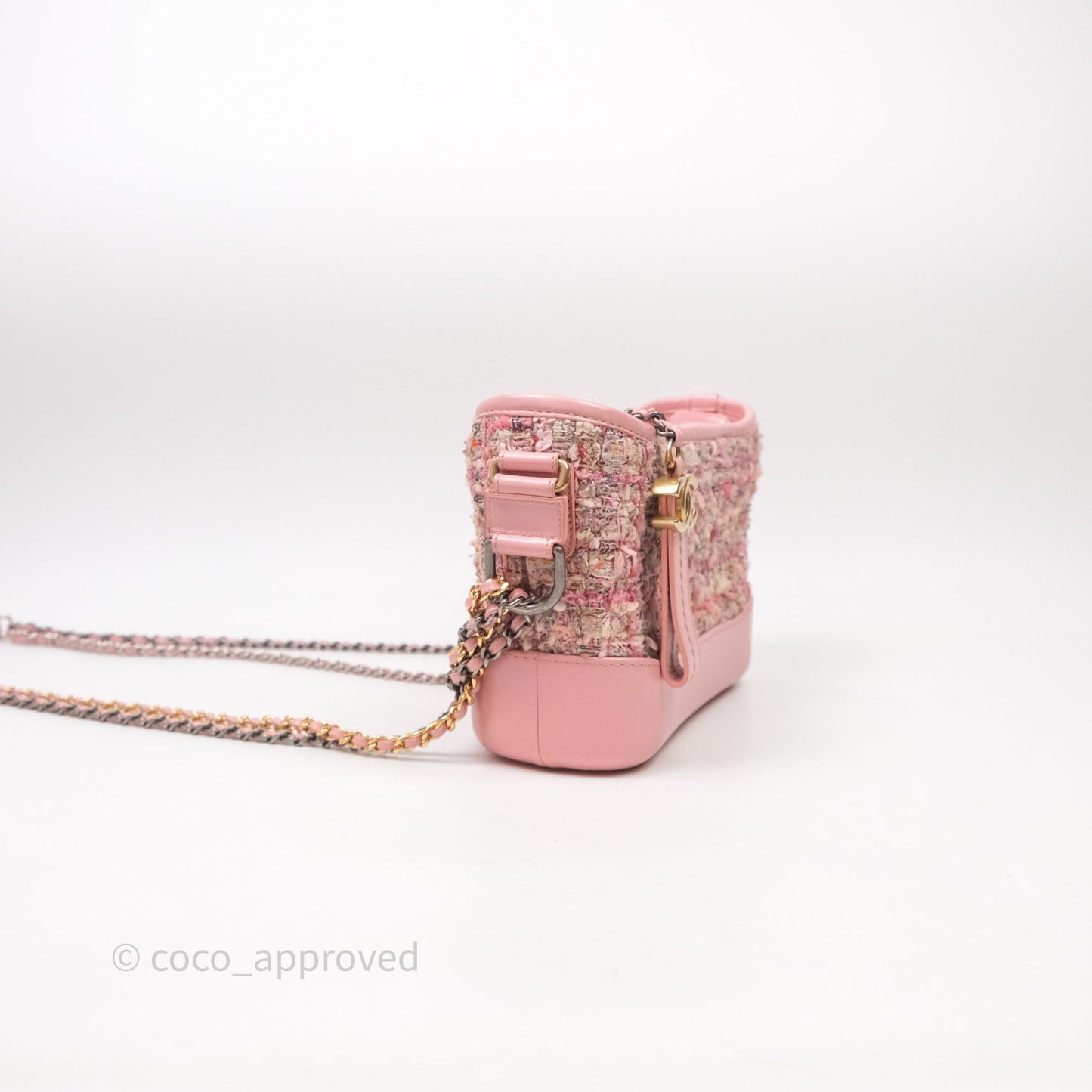 Chanel Small Gabrielle Hobo Quilted Pink Tweed Aged Calfskin