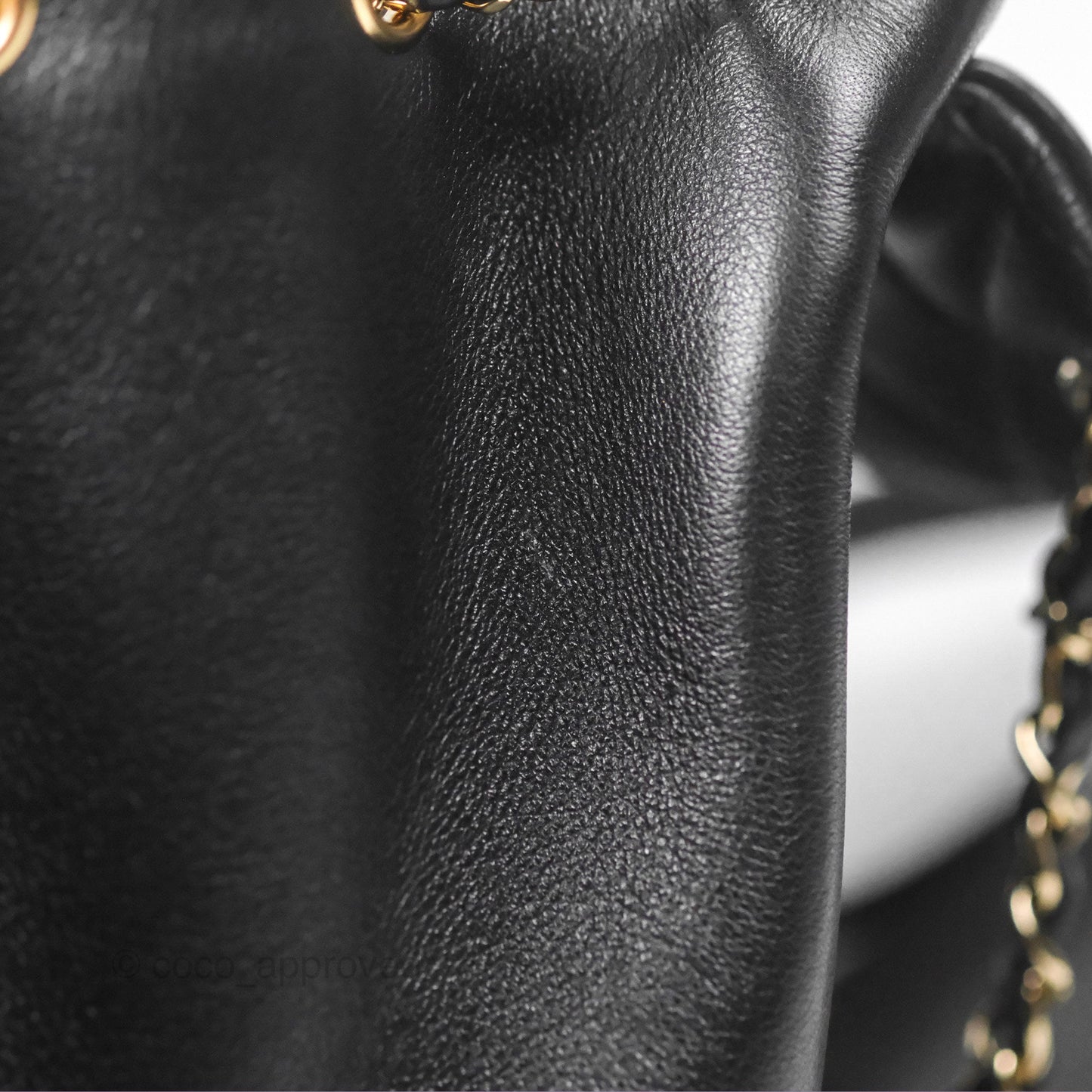 Chanel Quilted Large Duma Drawstring Backpack Black Lambskin