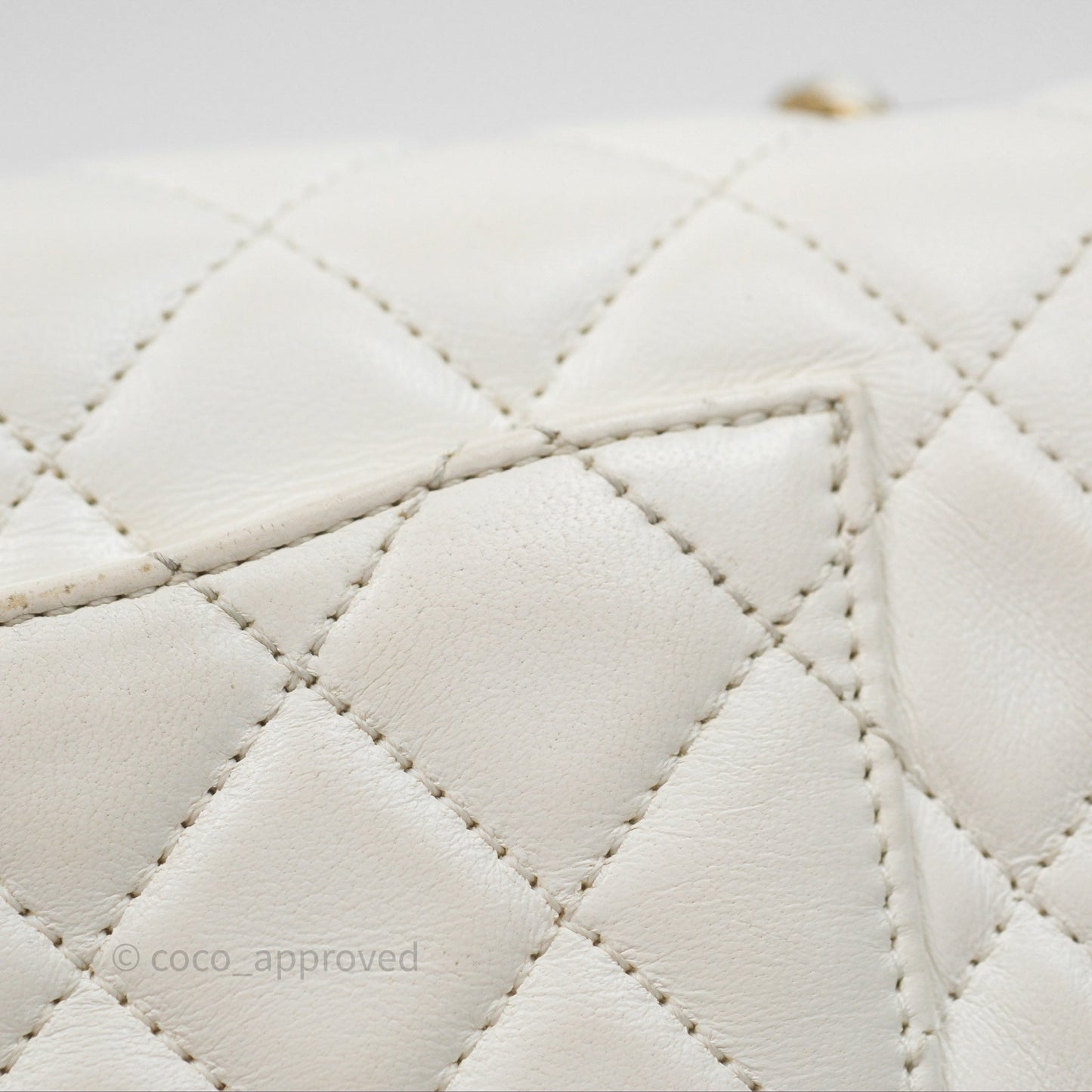 Chanel Mini Rectangular Pearl Crush Quilted White Lambskin Aged Gold Hardware