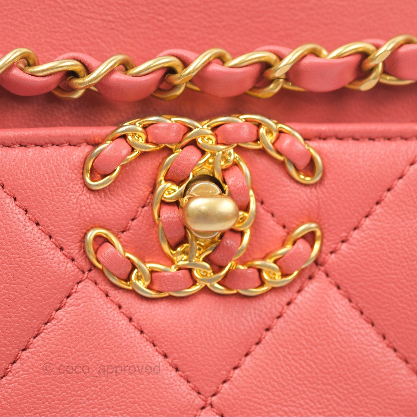 Chanel Chain Infinity Camera Case Pink Goatskin Aged Gold Hardware