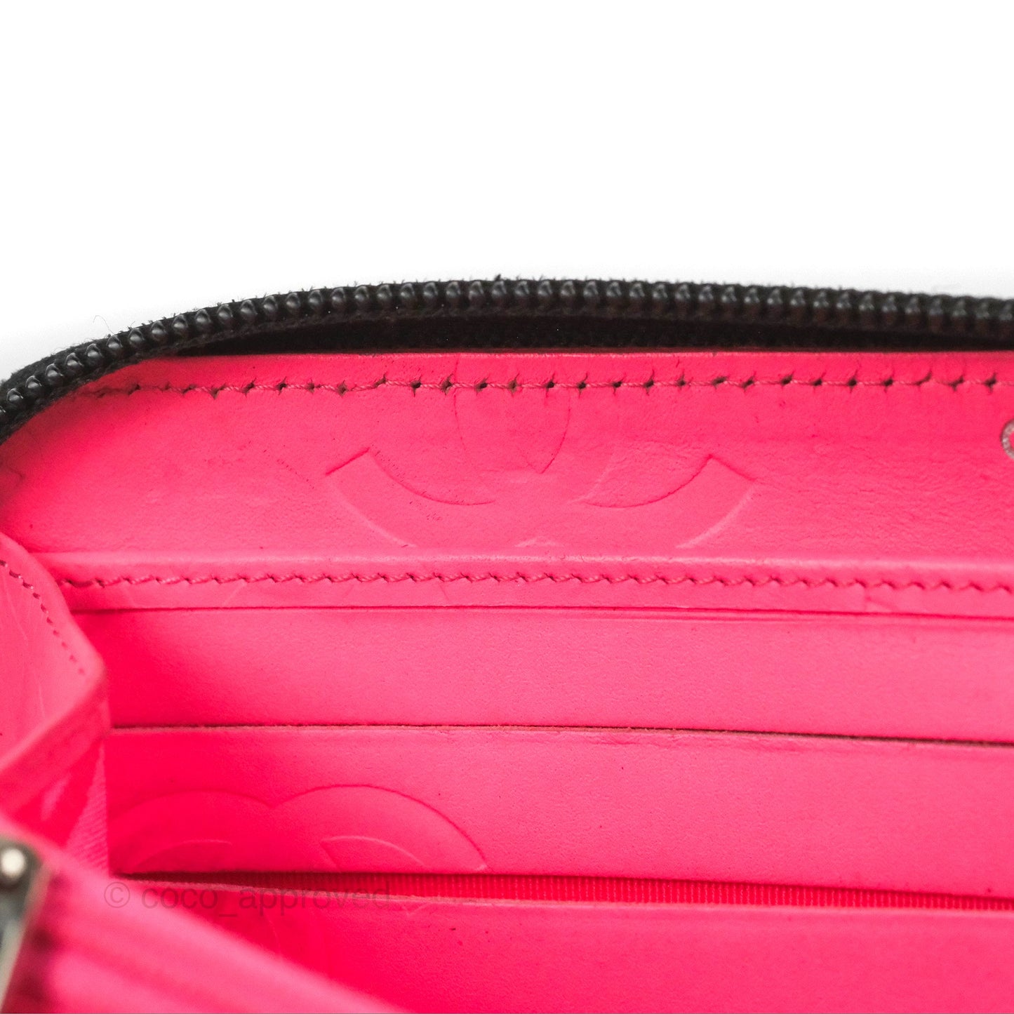 Chanel Quilted Cambon Yen Zip Long Wallet Black Calfskin Silver Hardware