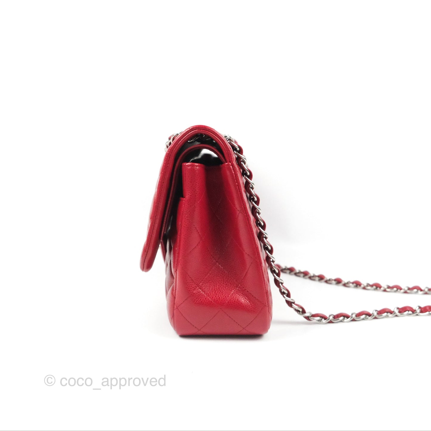Chanel Jumbo Double Flap Red Caviar Silver Hardware⁣⁣