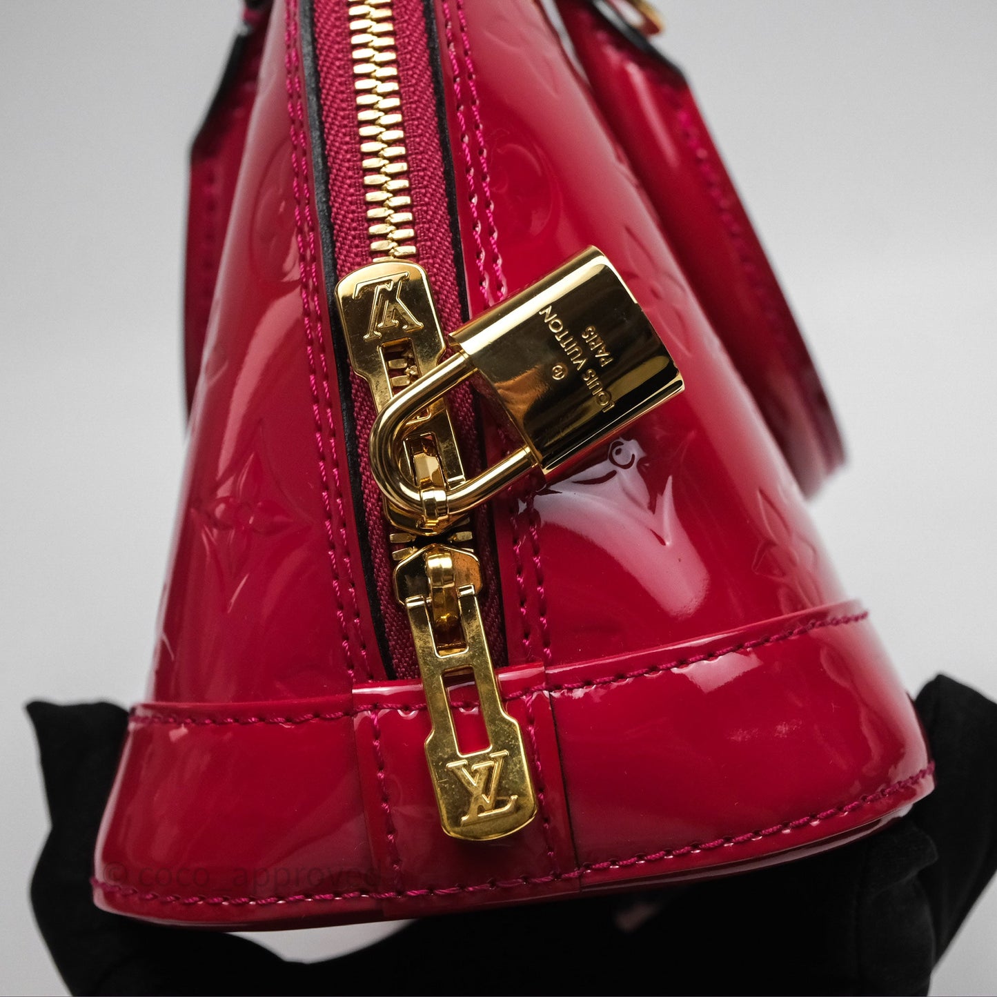 Louis Vuitton Alma BB Red Patent Gold Hardware