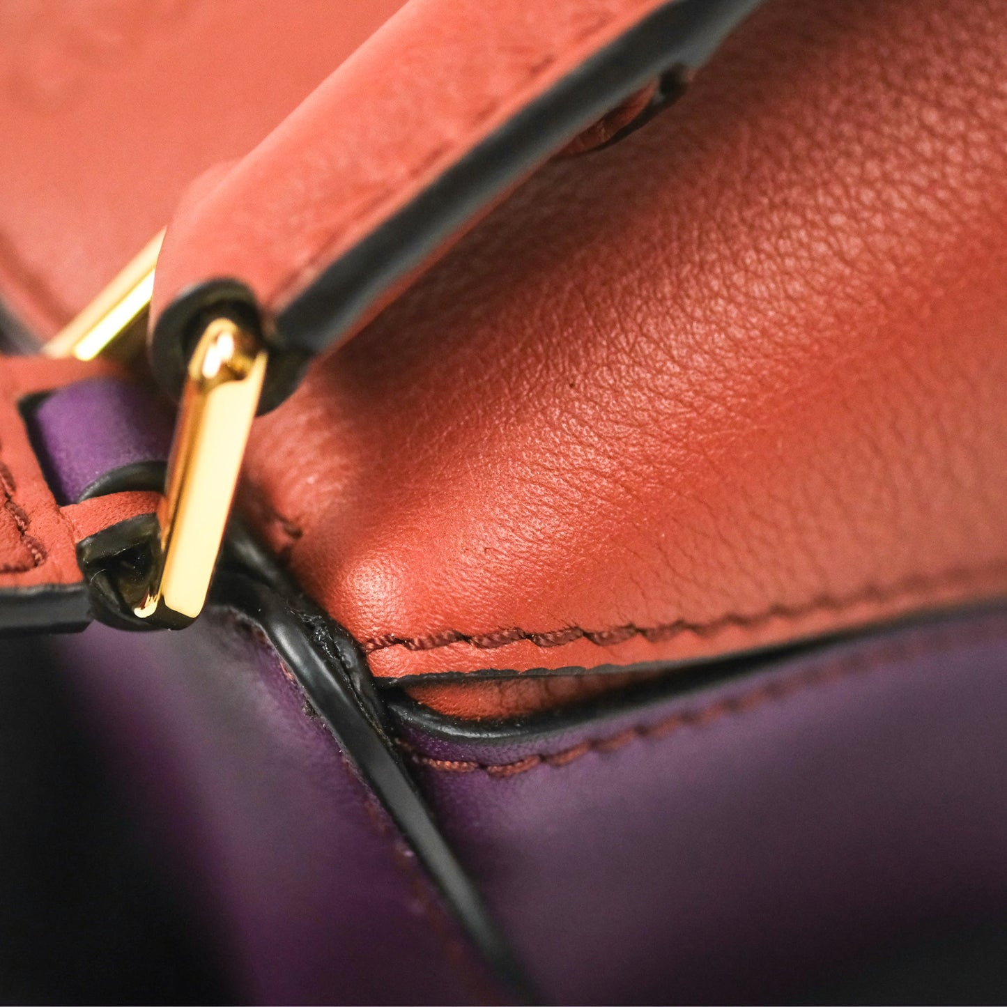 Loewe Mini Puzzle Bag Dark Rust/Dark Purple Calfskin