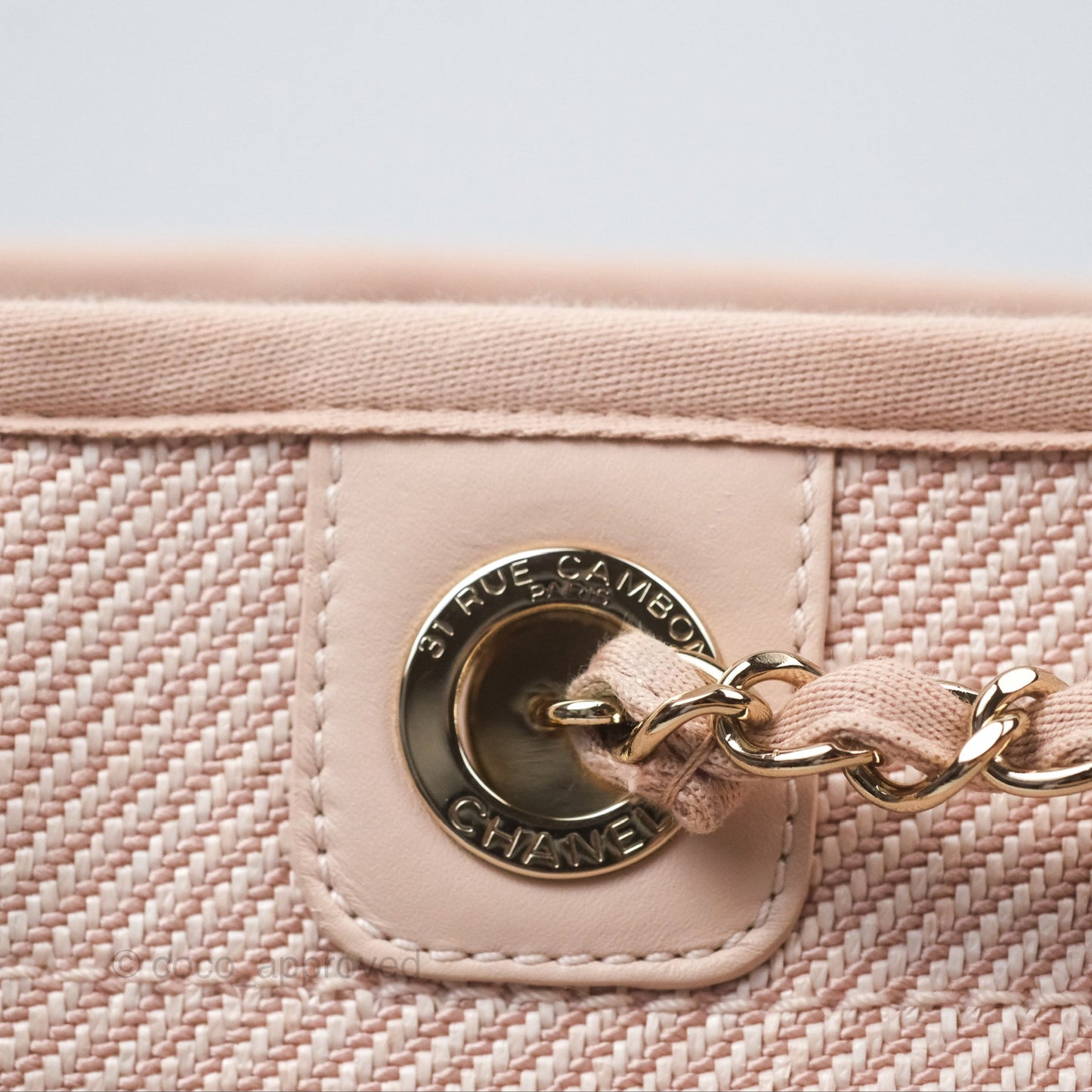 Chanel Medium Deauville Pink Canvas Gold Hardware