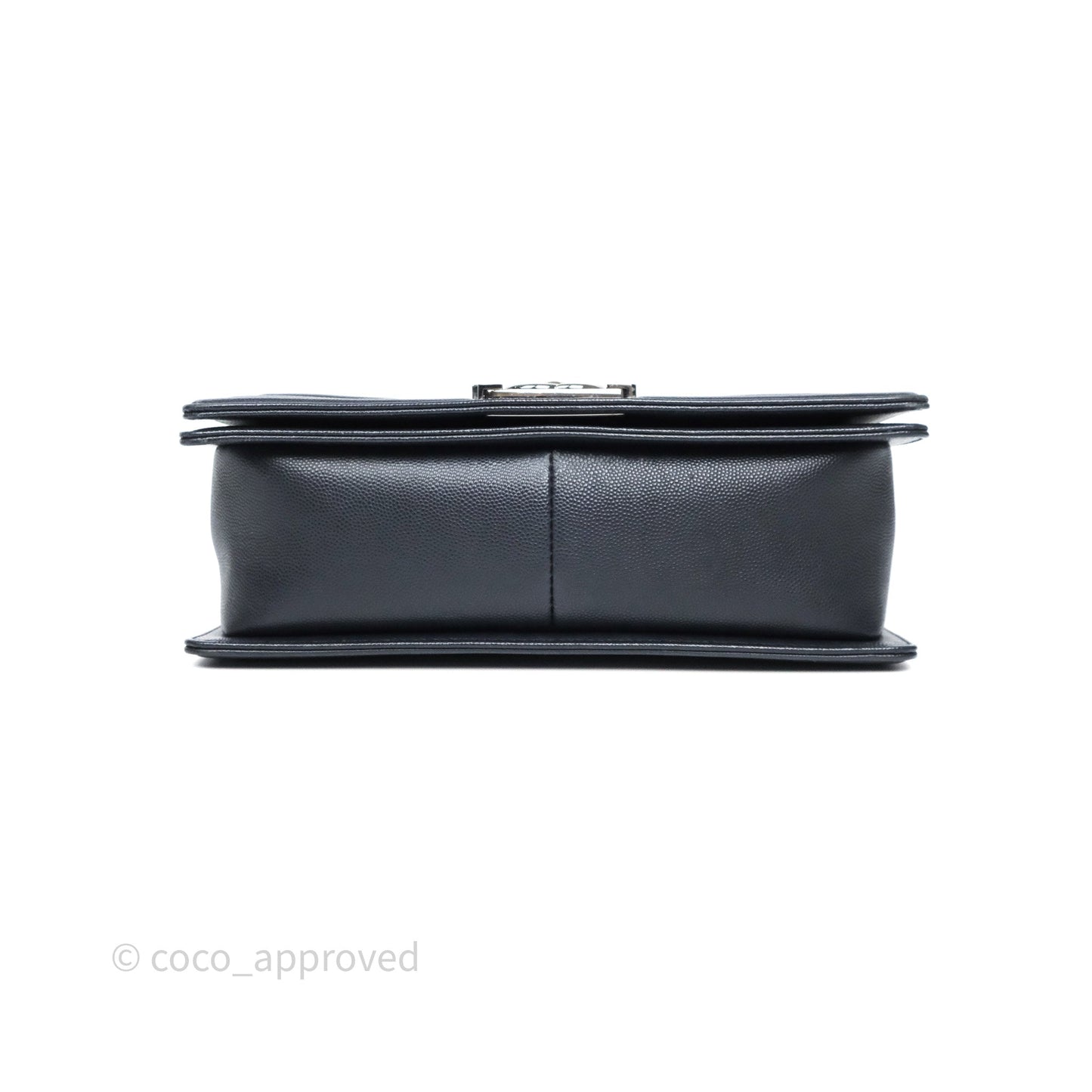 Chanel Medium Boy Chevron Dark Navy Caviar Silver Hardware