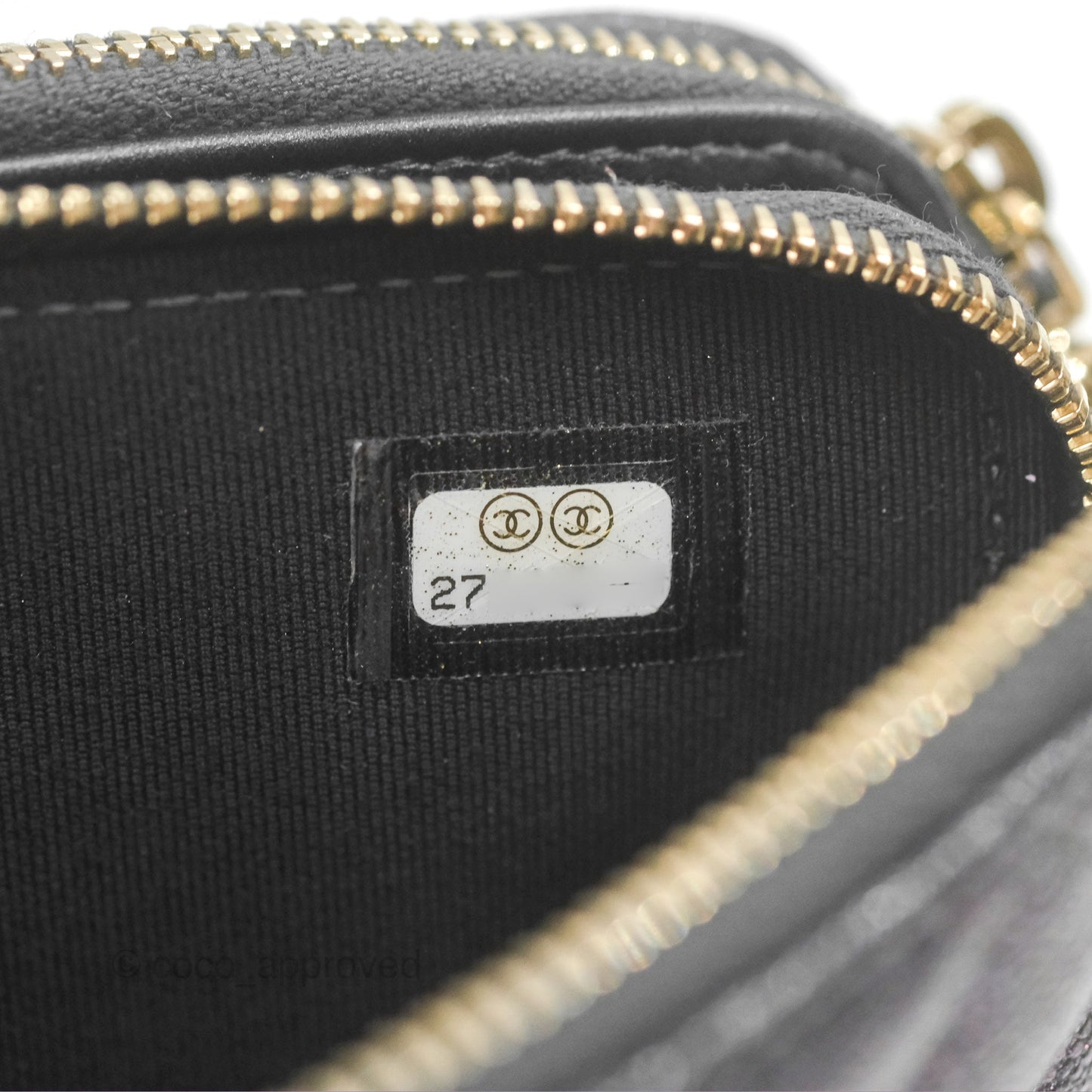 Chanel Quilted Zip Clutch With Chain Iridescent Dark Grey Caviar Gold Hardware
