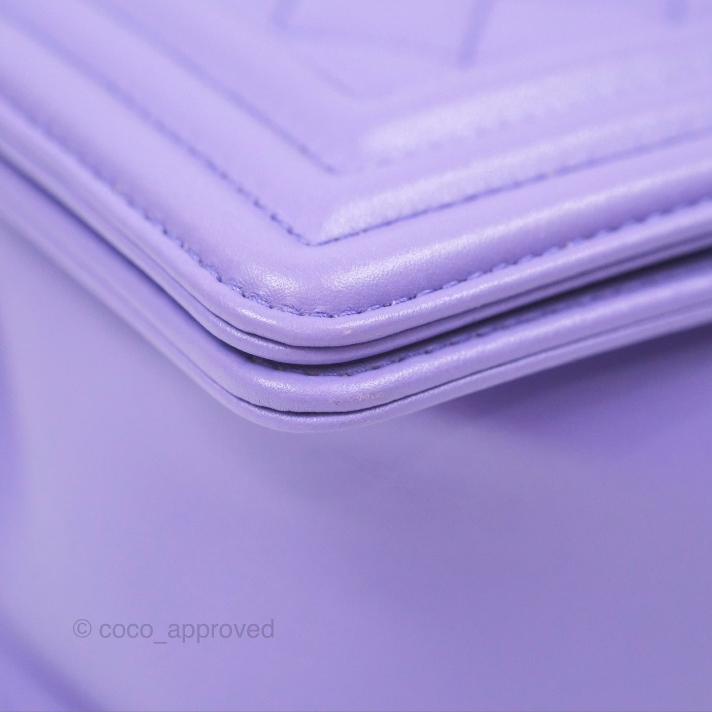 Chanel Quilted Medium Boy Purple Calfskin Silver Hardware