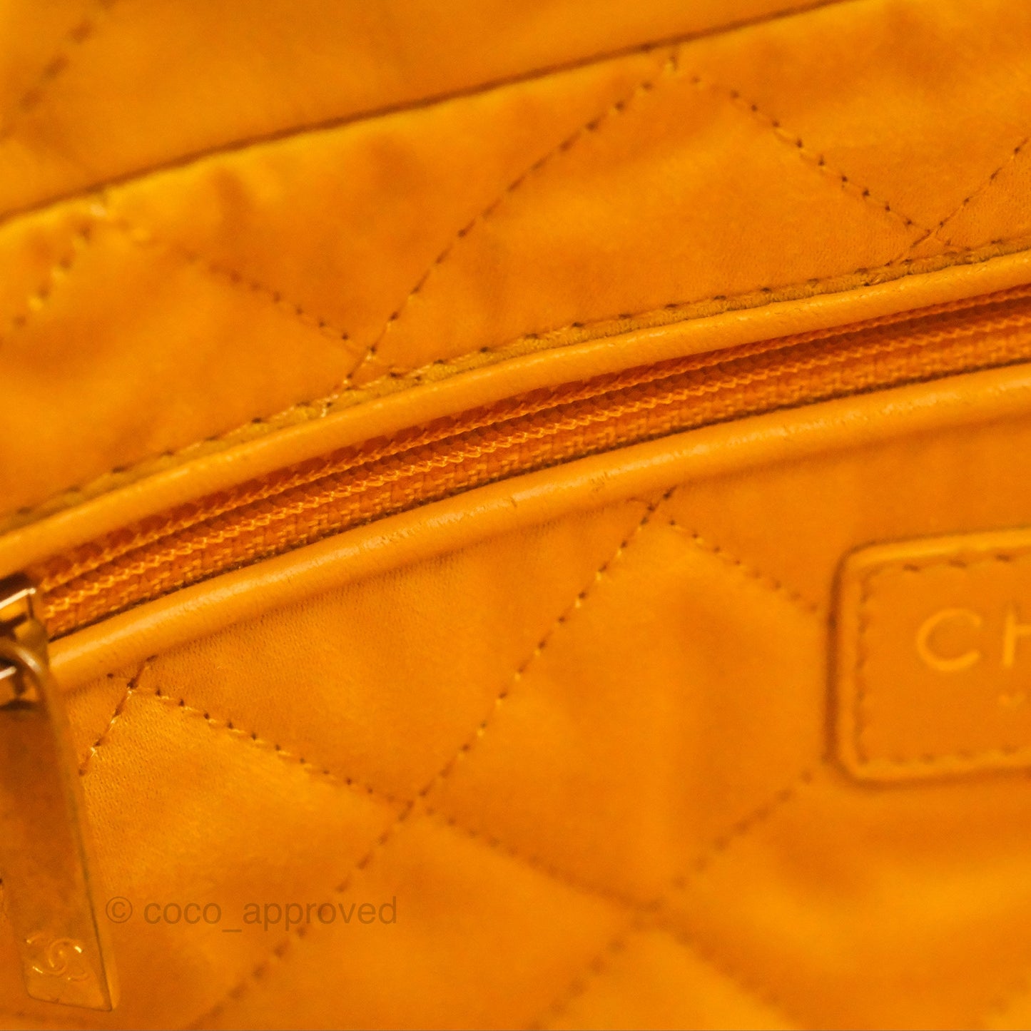 Chanel 22 Small Mustard Yellow Shiny Aged Calfskin Aged Gold Hardware
