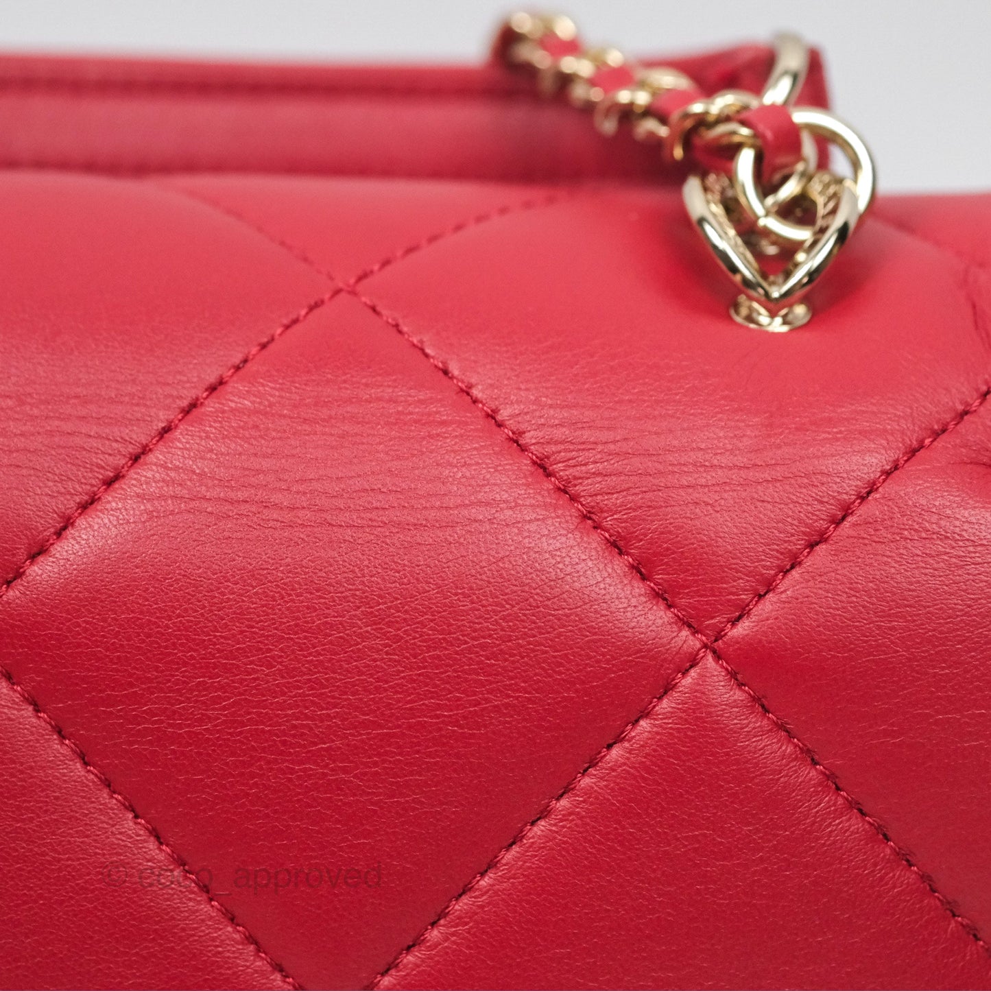 Chanel Easy Carry Flap Bag With Handle Red Lambskin Gold Hardware