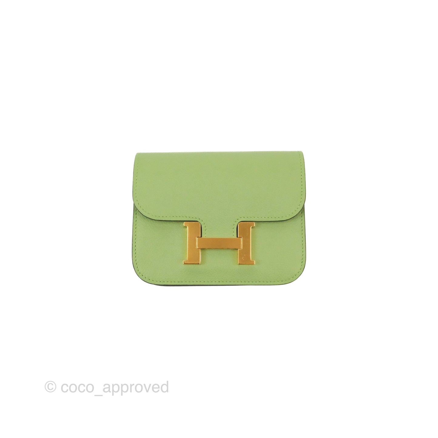 Hermès Constance Slim Wallet Vert Criquet Evercolour Gold Hardware