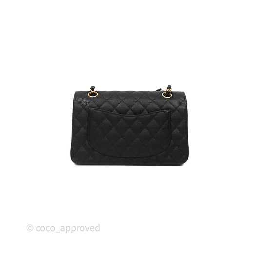 Chanel Small Classic Flap Quilted Black Caviar Gold Hardware