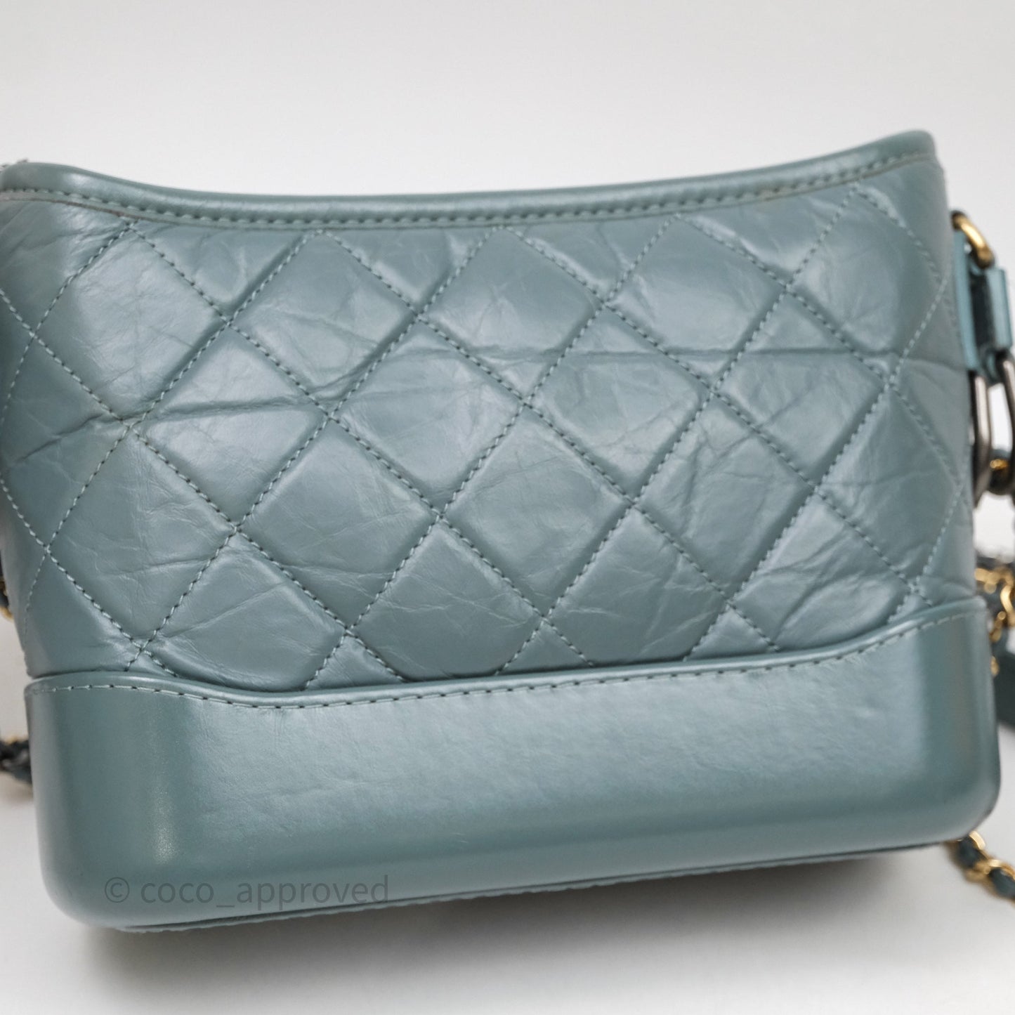 Chanel Small Gabrielle Hobo Quilted Grey Green Aged Calfskin