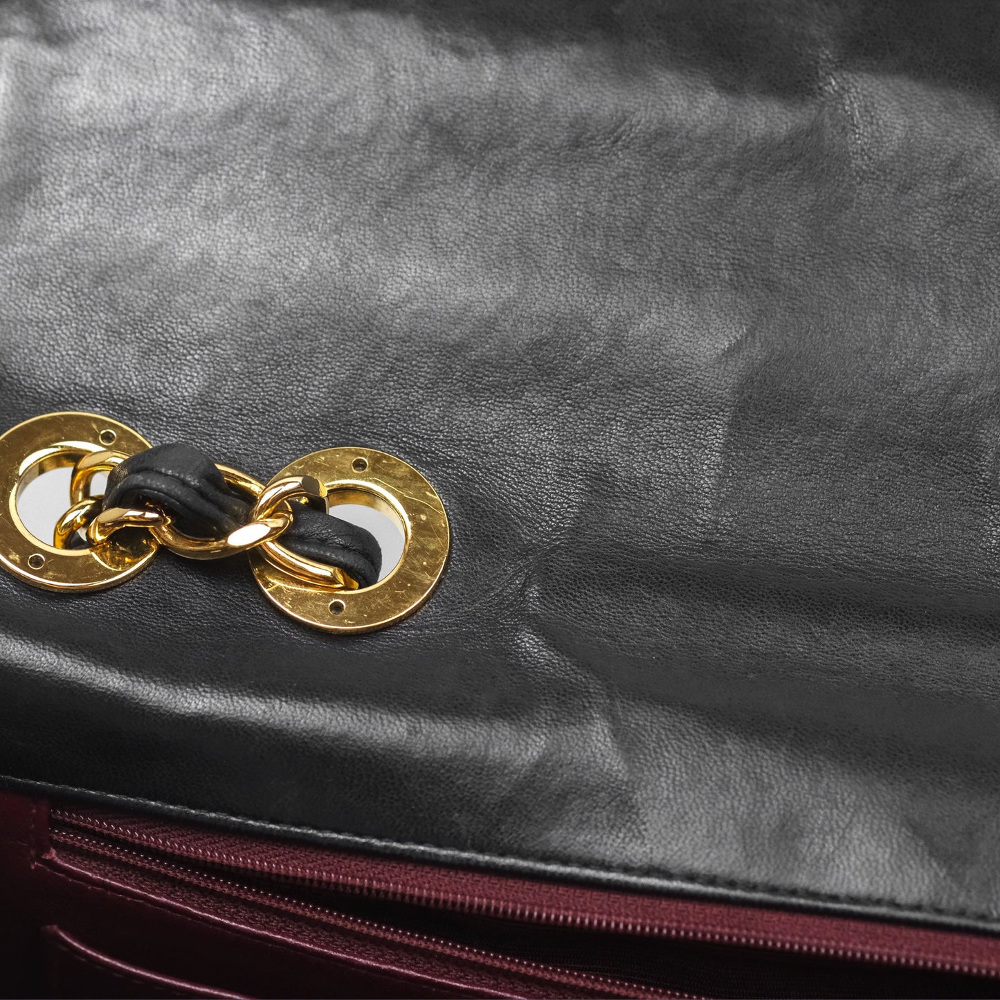 Chanel Vintage Jumbo Single Flap Black Lambskin 24K Gold Hardware