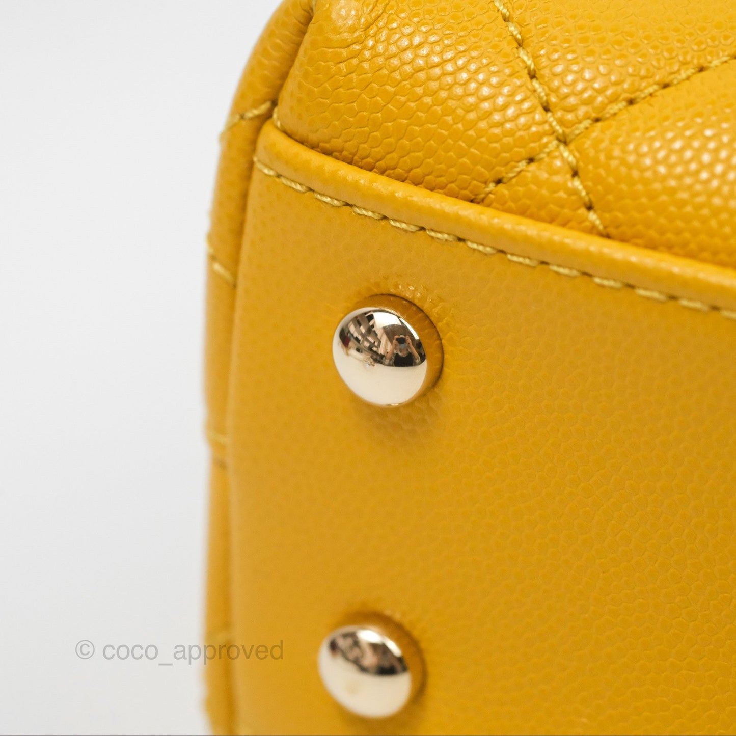 Chanel Small Coco Handle Mustard Yellow Caviar Gold Hardware