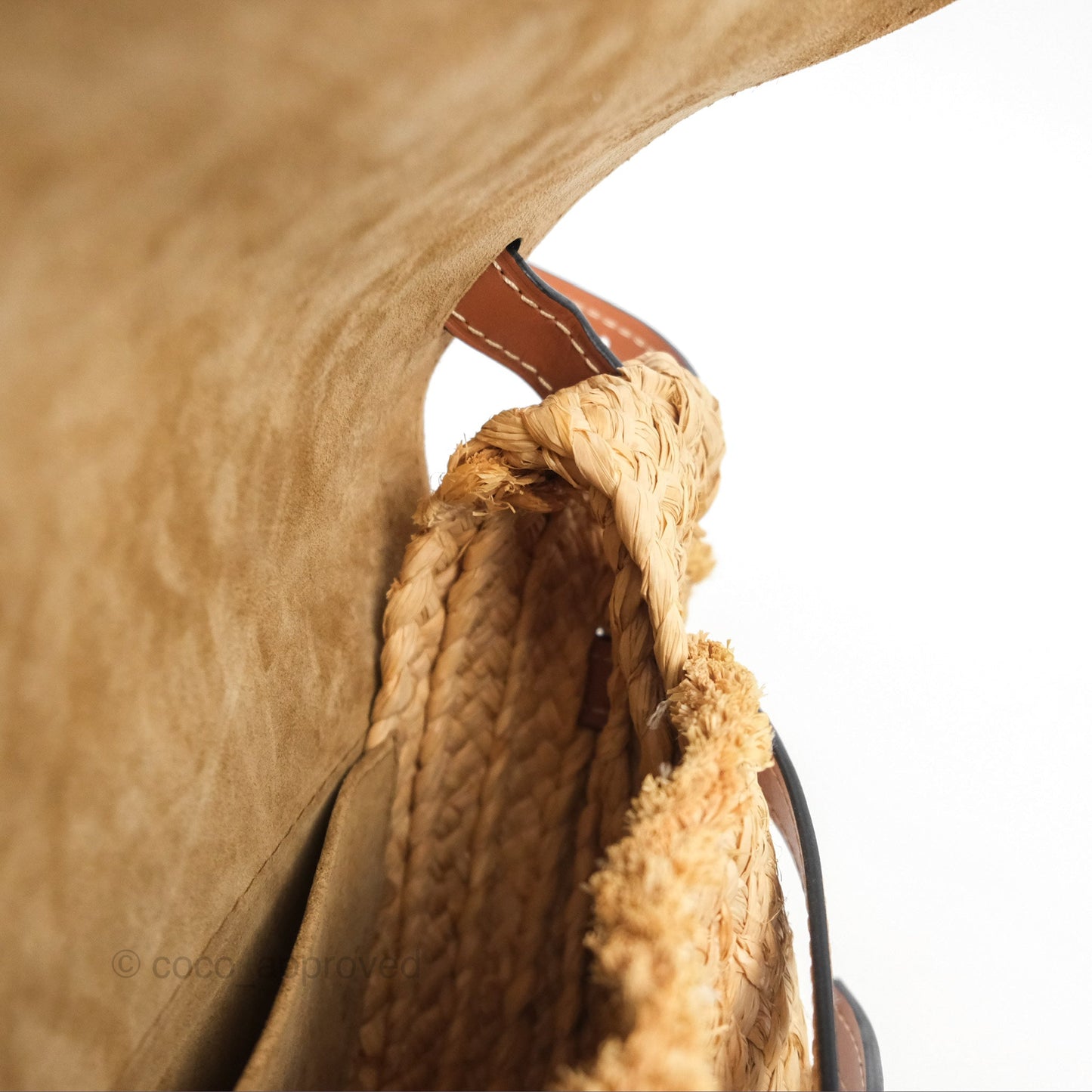 Loewe Small Raffia Gate Bag Smooth Calfskin in Tan