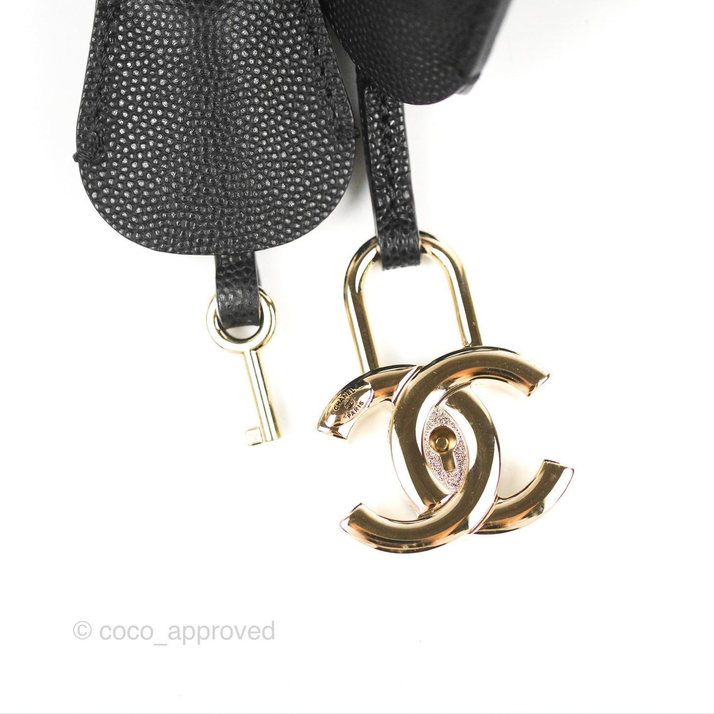 Chanel Quilted Small CC Filigree Vanity Case Black Caviar Gold Hardware
