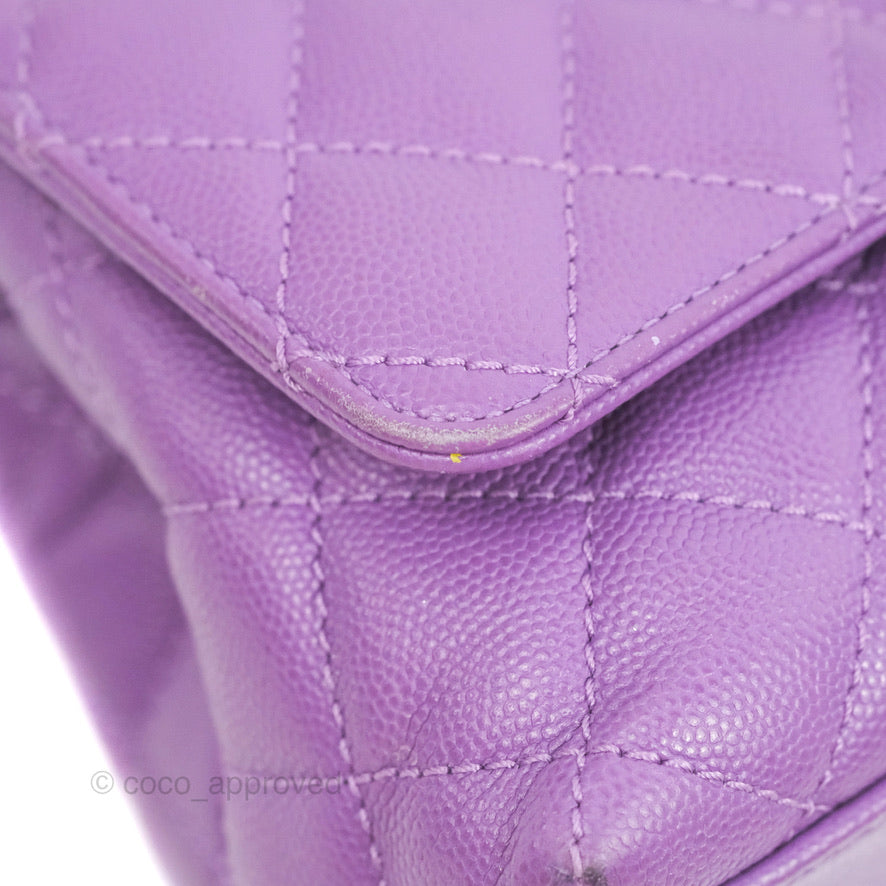 Chanel Mini Coco Handle Quilted Purple Caviar Gold Hardware