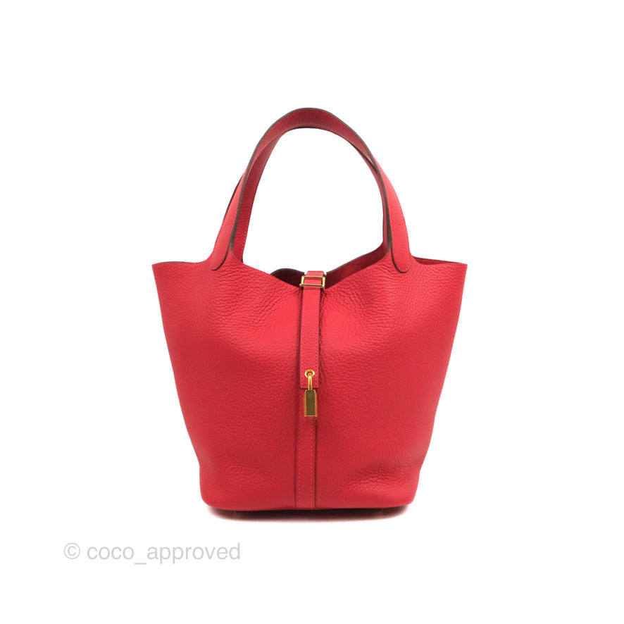 Hermès Picotin 22 Red Rouge Clemence Gold Hardware