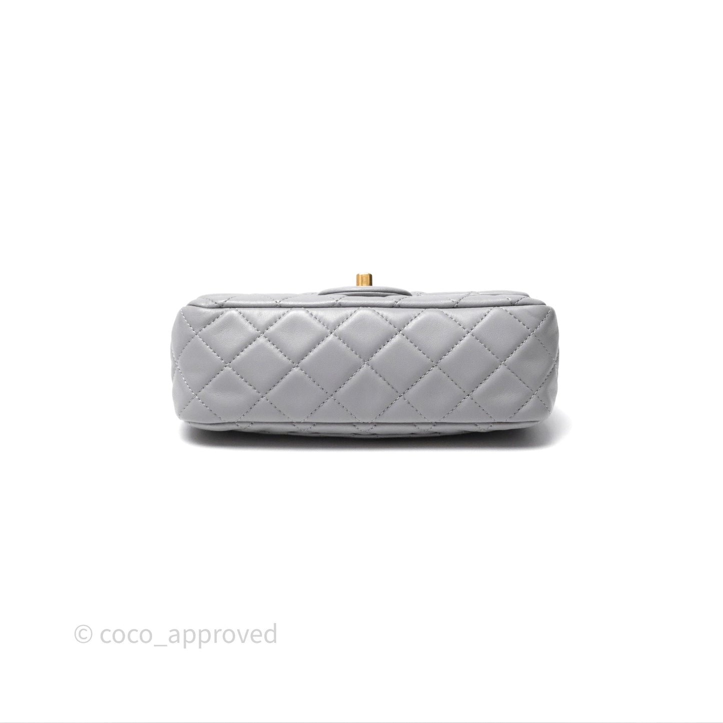 Chanel Pearl Crush Mini Rectangular Quilted Grey Lambskin Aged Gold Hardware