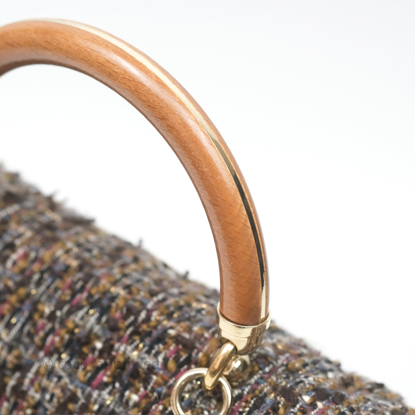 Chanel Top Handle Flap Bag Tweed Gold Hardware