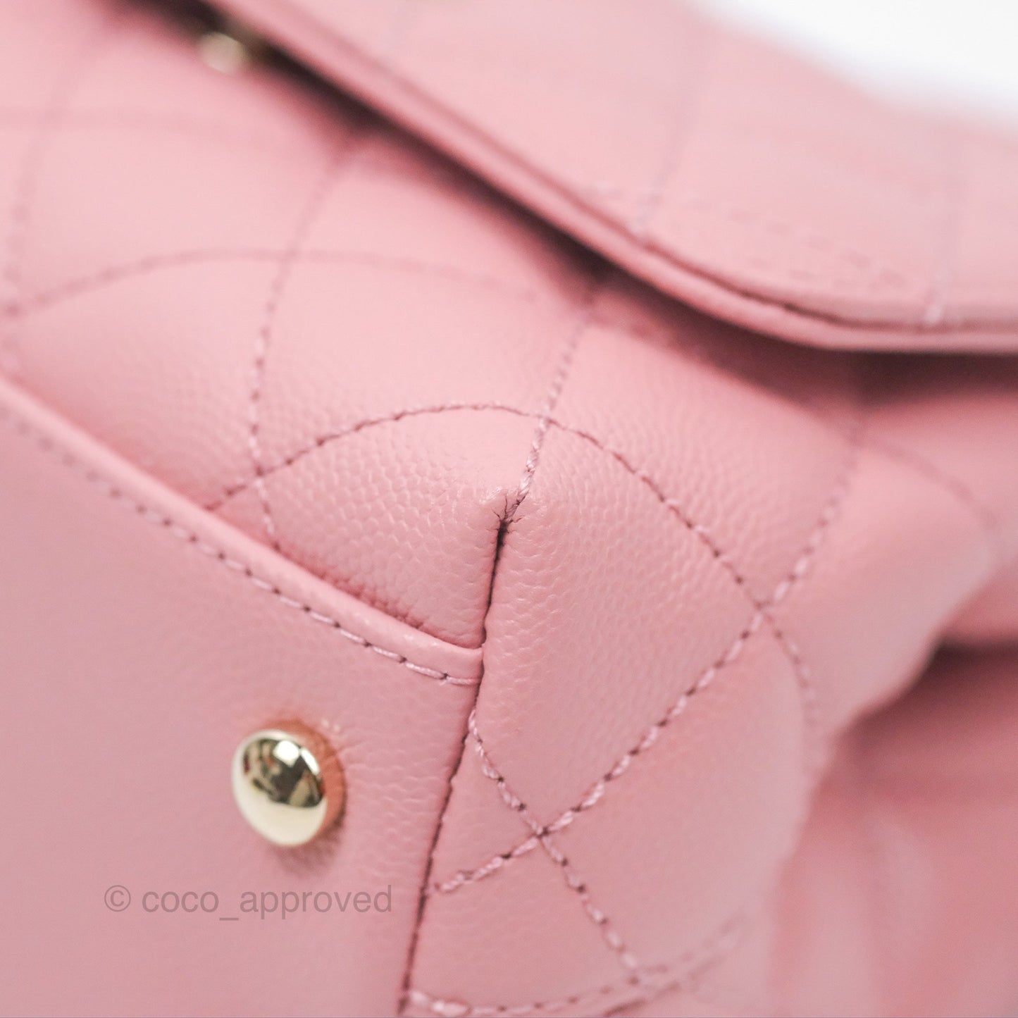 Chanel Mini Coco Handle Quilted Pink Caviar Gold Hardware