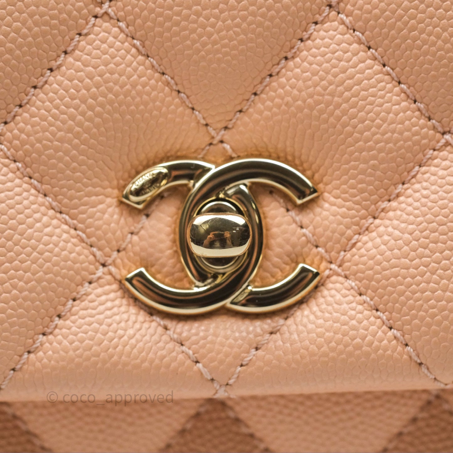 Chanel Small Coco Handle Quilted Pink Beige Caviar Gold Hardware