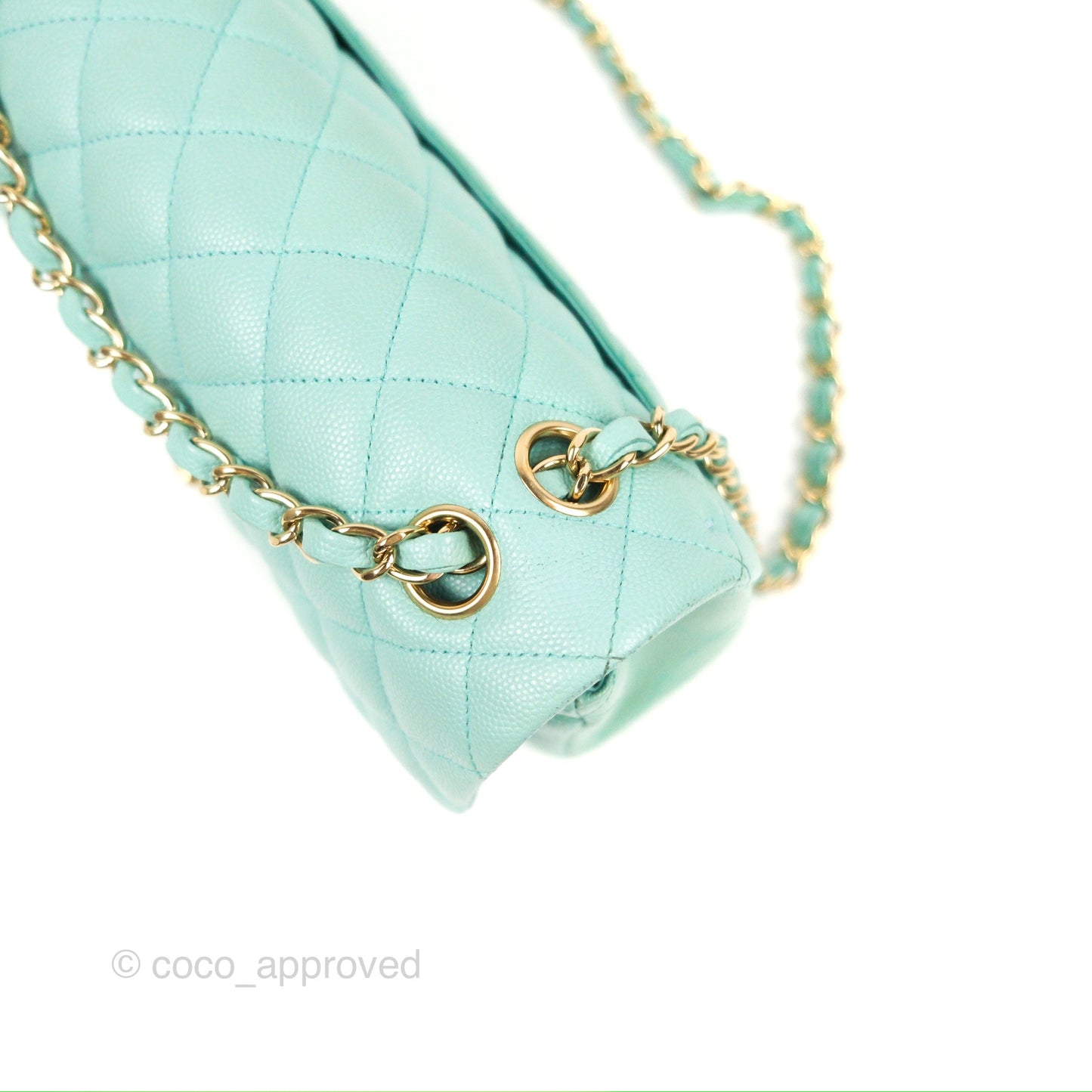 Chanel Small Classic Quilted Flap Tiffany Blue Caviar Gold Hardware 20C