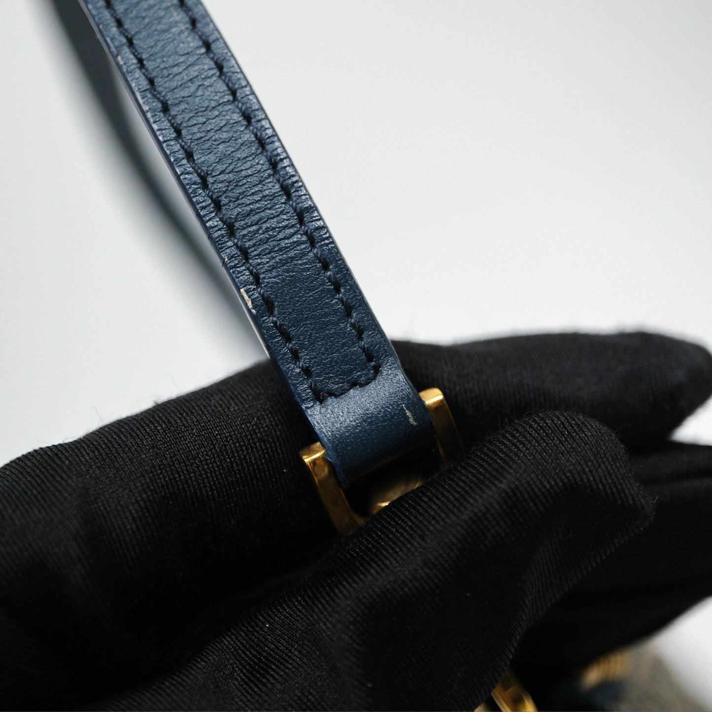 Christian Dior Vintage Mini Saddle Bag Blue Oblique Jacquard