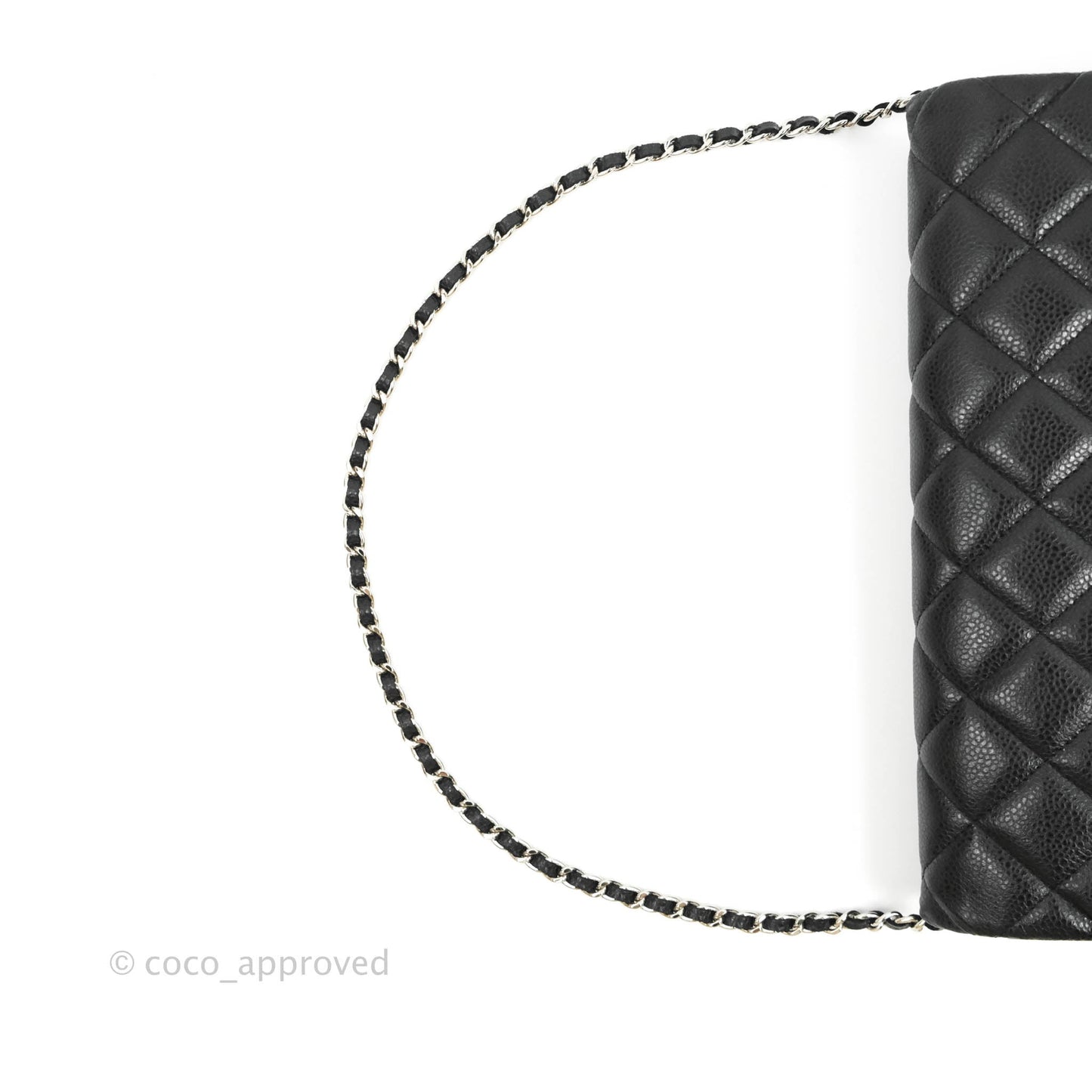 Chanel Quilted Clutch with Chain Caviar Black Silver Hardware