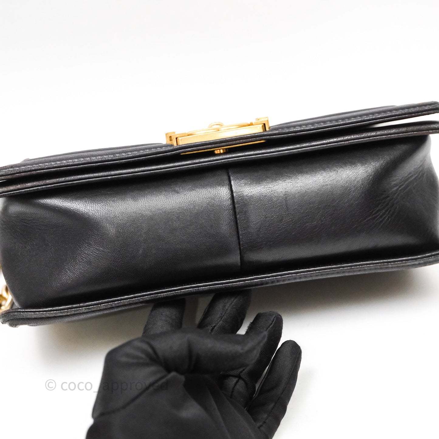 Chanel Medium Boy Quilted Black Lambskin Aged Gold Hardware