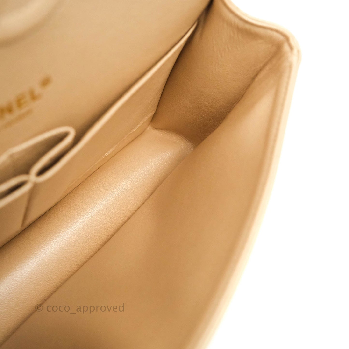 Chanel Classic M/L Medium Double Flap Iridescent Beige Calfskin Gold Hardware 21S