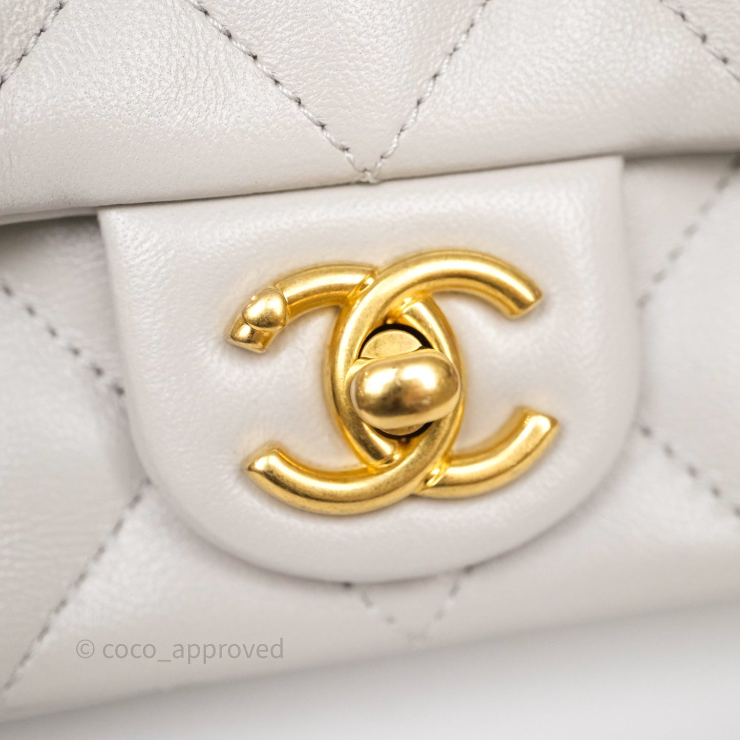 Chanel Heart Crush Mini Flap Bag Light Grey Lambskin Aged Gold Hardware 24P