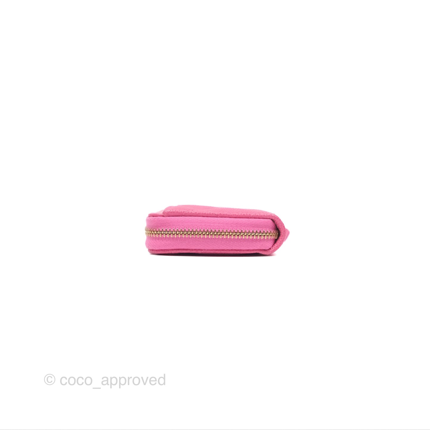 Chanel Quilted Zip Card Holder Pink Caviar Gold Hardware