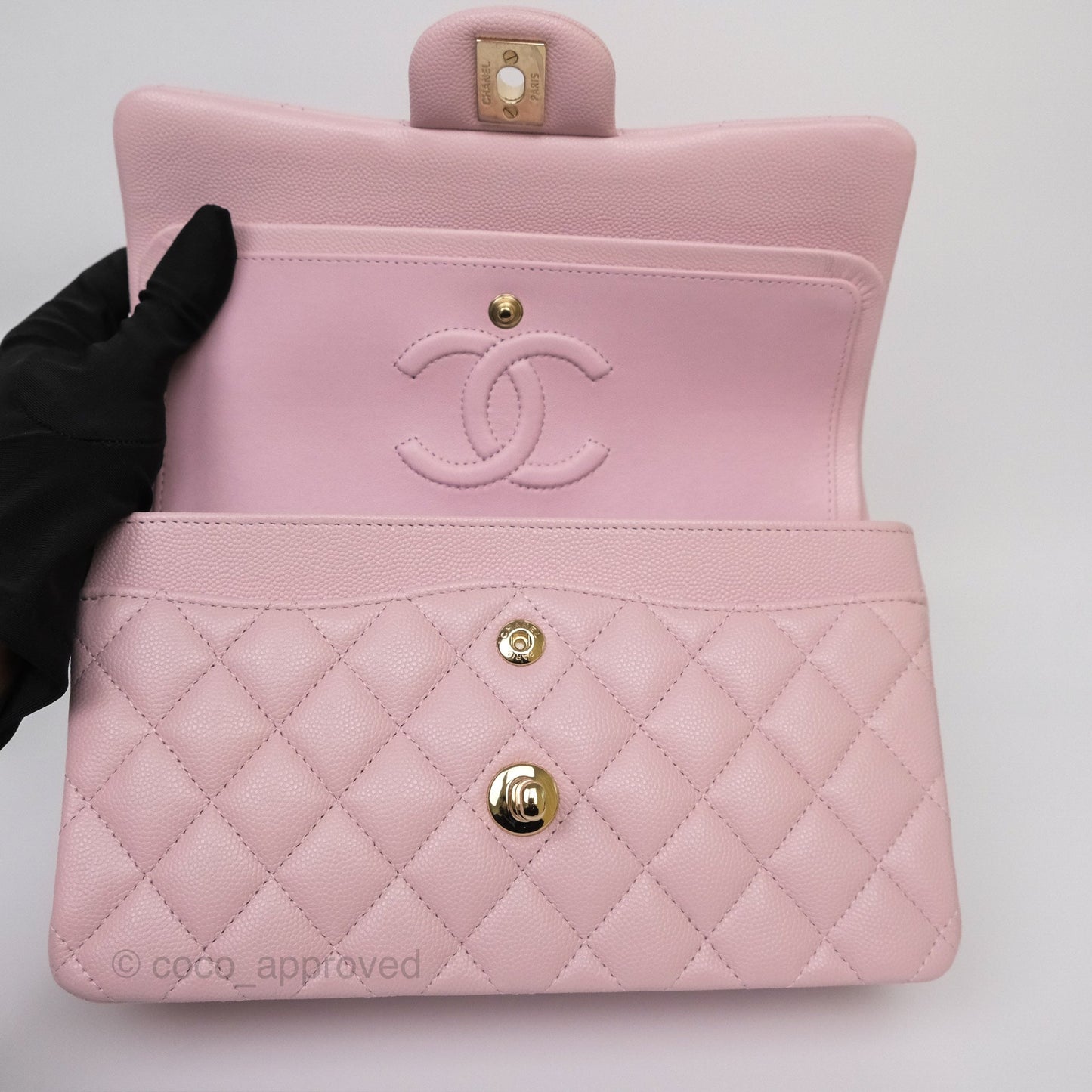 Chanel Small S/M Classic Flap Light Pink Caviar Gold Hardware