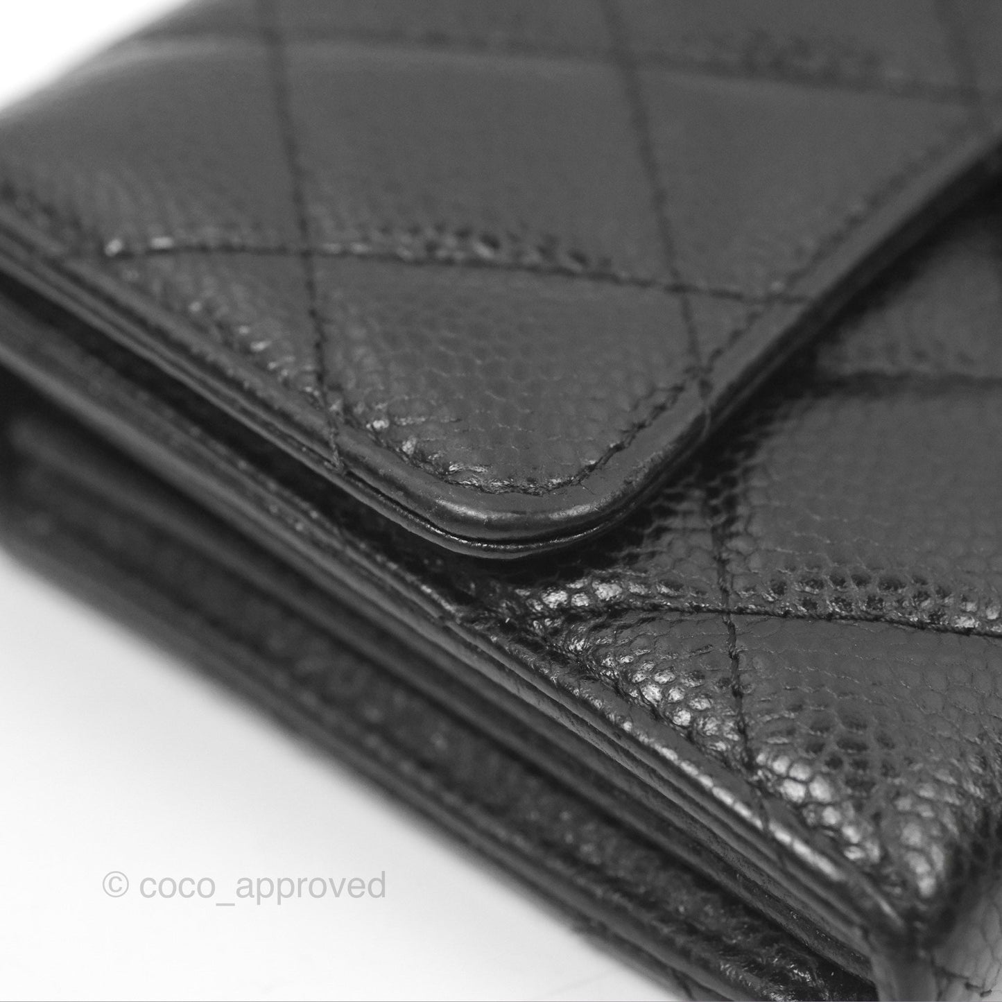 Chanel Classic Quilted Flap Long Wallet Black Caviar Gold Hardware