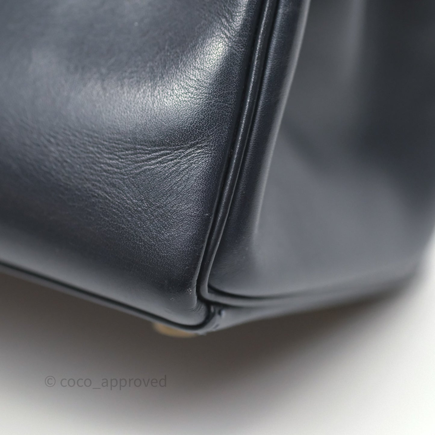 Hermès Vintage Kelly 28 Retourn Navy Box Leather Gold Hardware