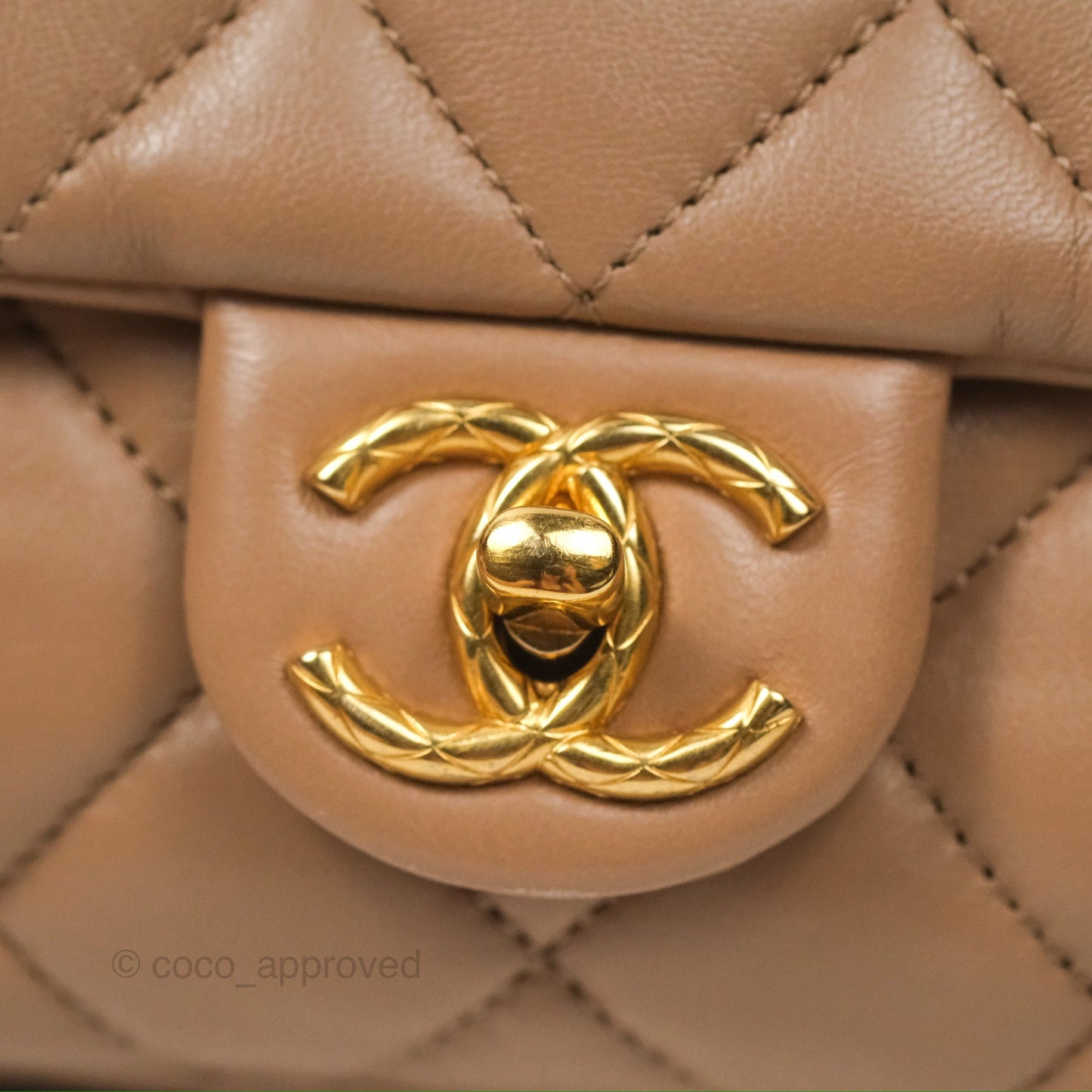 Chanel Small All Slide Adjustable Chain Flap Bag Beige Lambskin Aged Gold Hardware