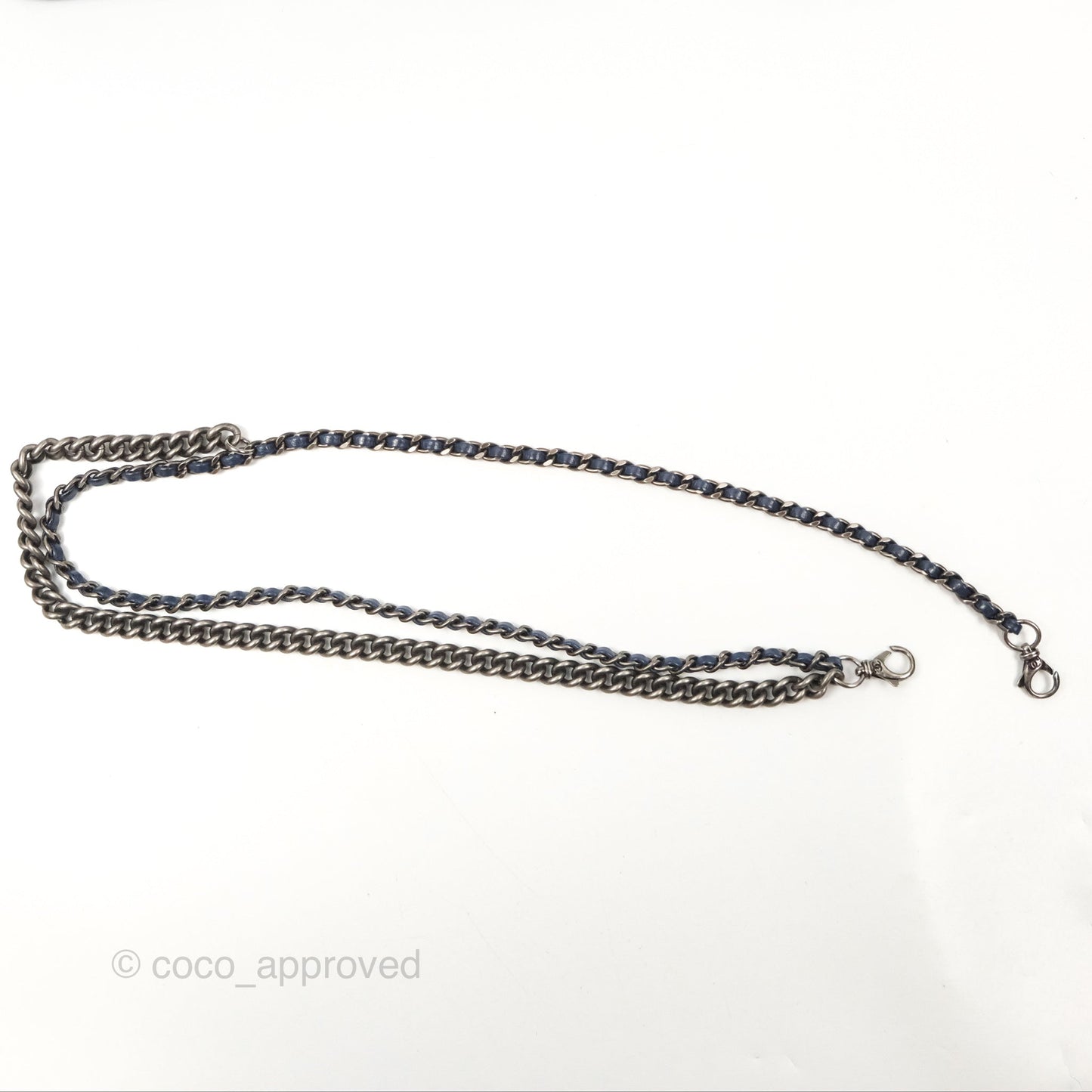 Chanel Quilted Small Double Carry Waist Chain Flap Dark Blue Shiny Goatskin