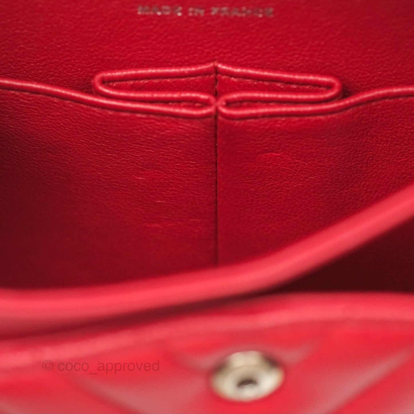 Chanel Medium Classic Flap Chevron Red Caviar Silver Hardware