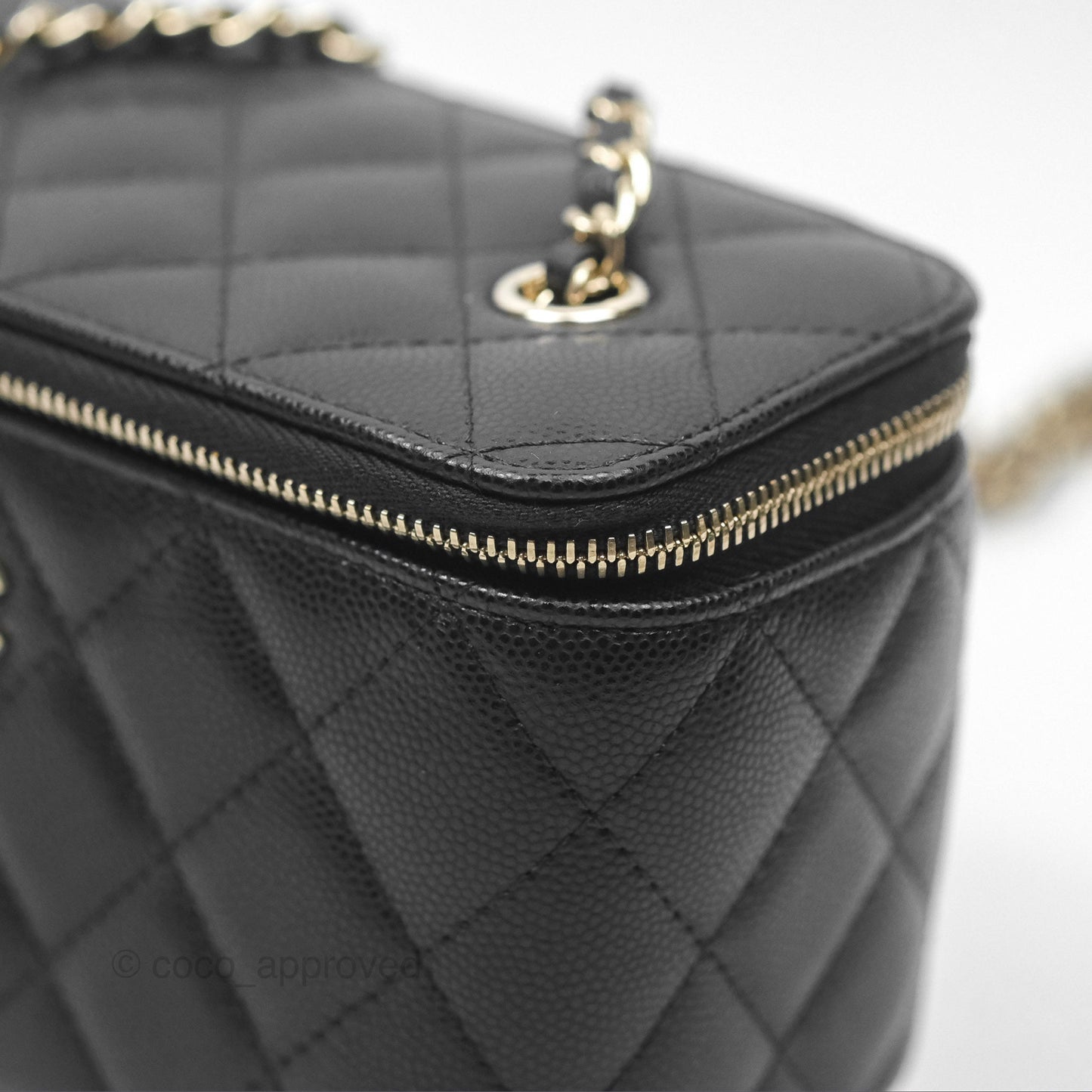Chanel Vanity Rectangular With Chain Black Caviar Gold Hardware