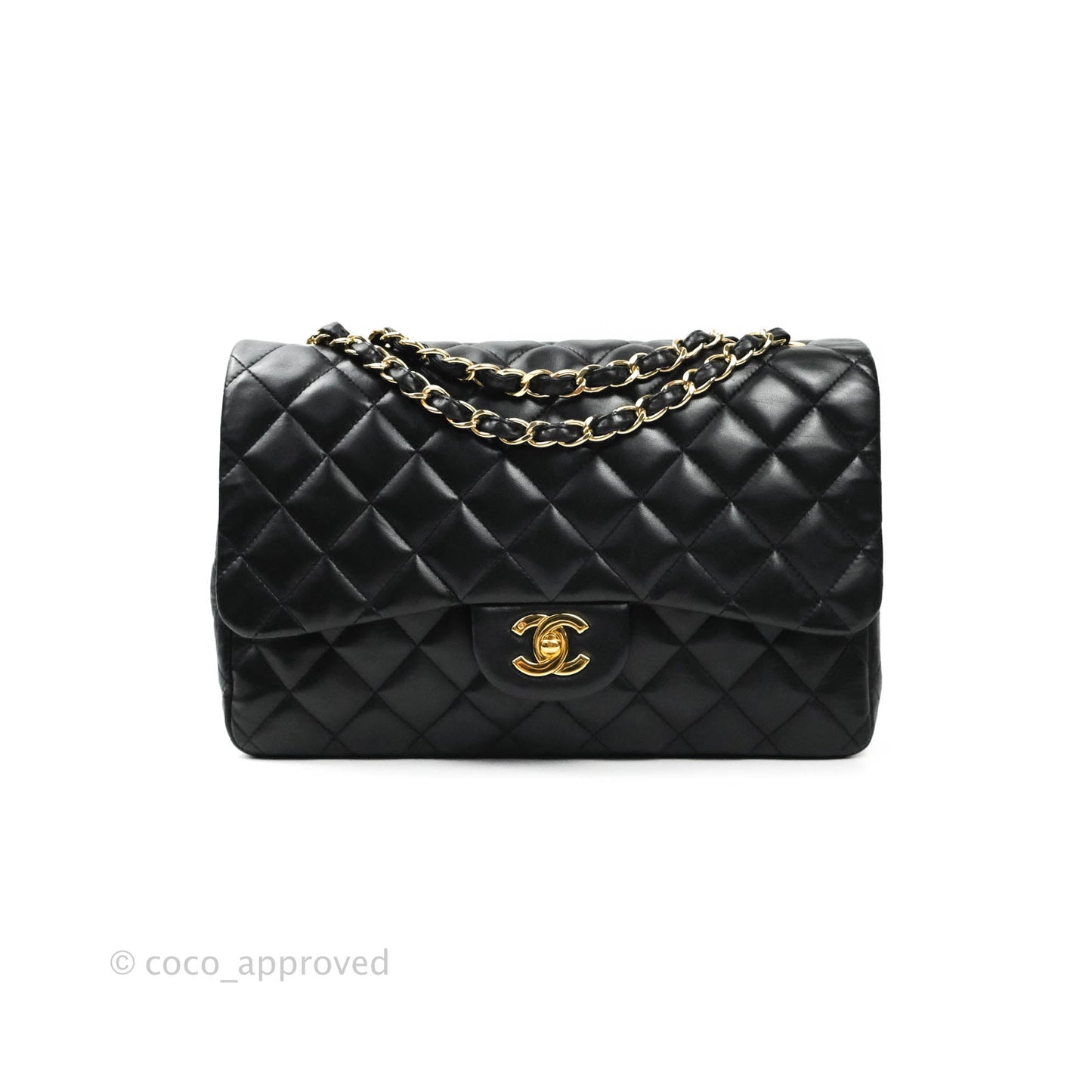 Chanel Jumbo Single Flap Black Lambskin 24K Gold Hardware⁣⁣