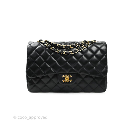 Chanel Jumbo Single Flap Black Lambskin 24K Gold Hardware⁣⁣