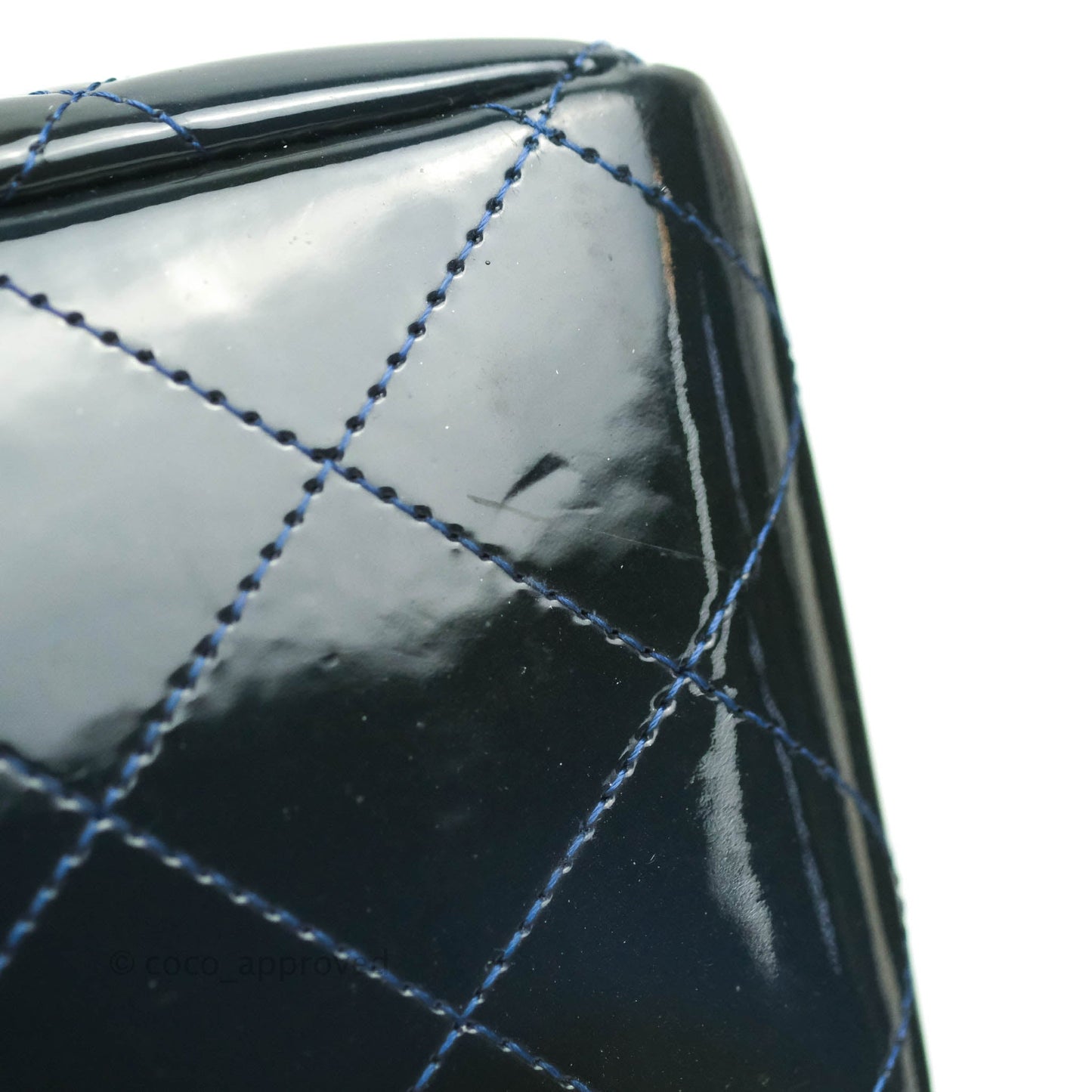 Chanel Jumbo Single Flap Teal Blue Patent Silver Hardware