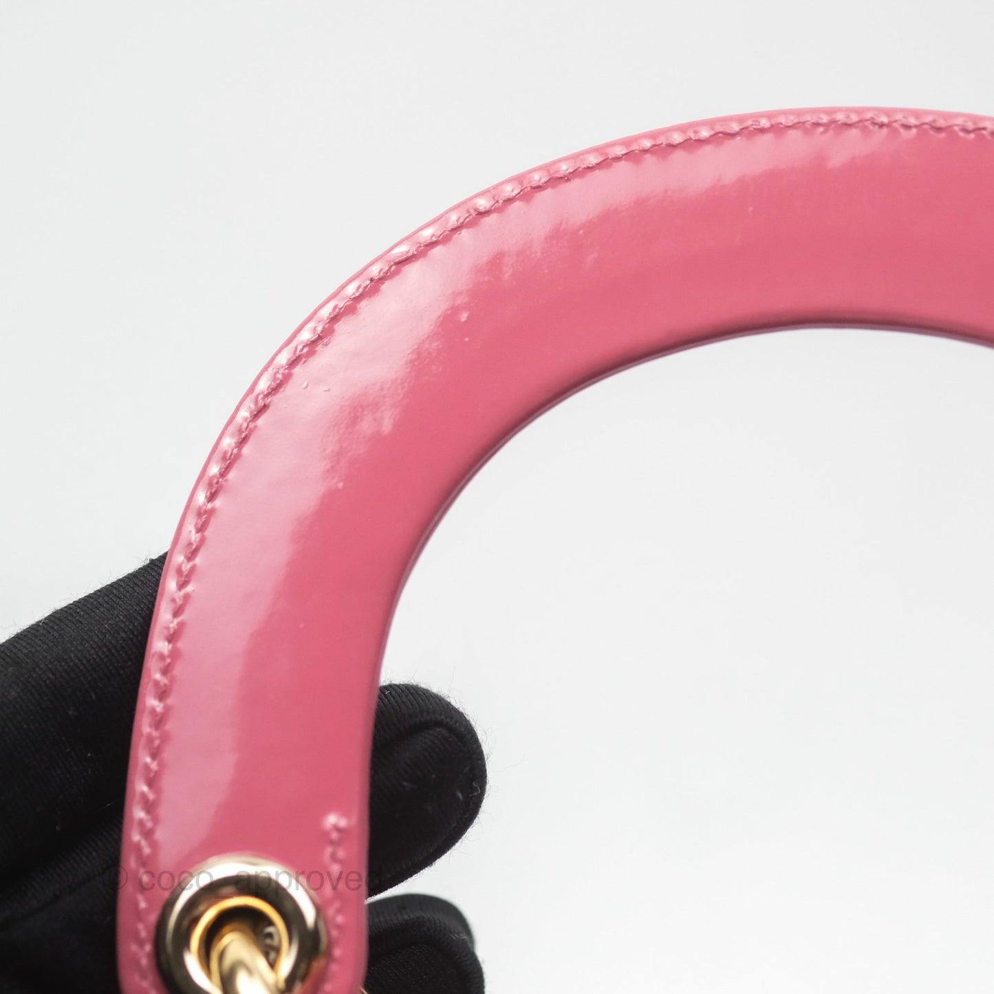 Christian Dior Mini Lady Dior Dusty Pink Patent Gold Hardware