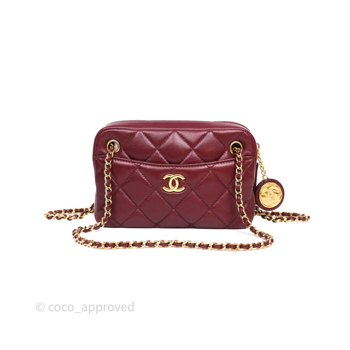Chanel Small Camera Bag Burgundy Lambskin Gold Hardware