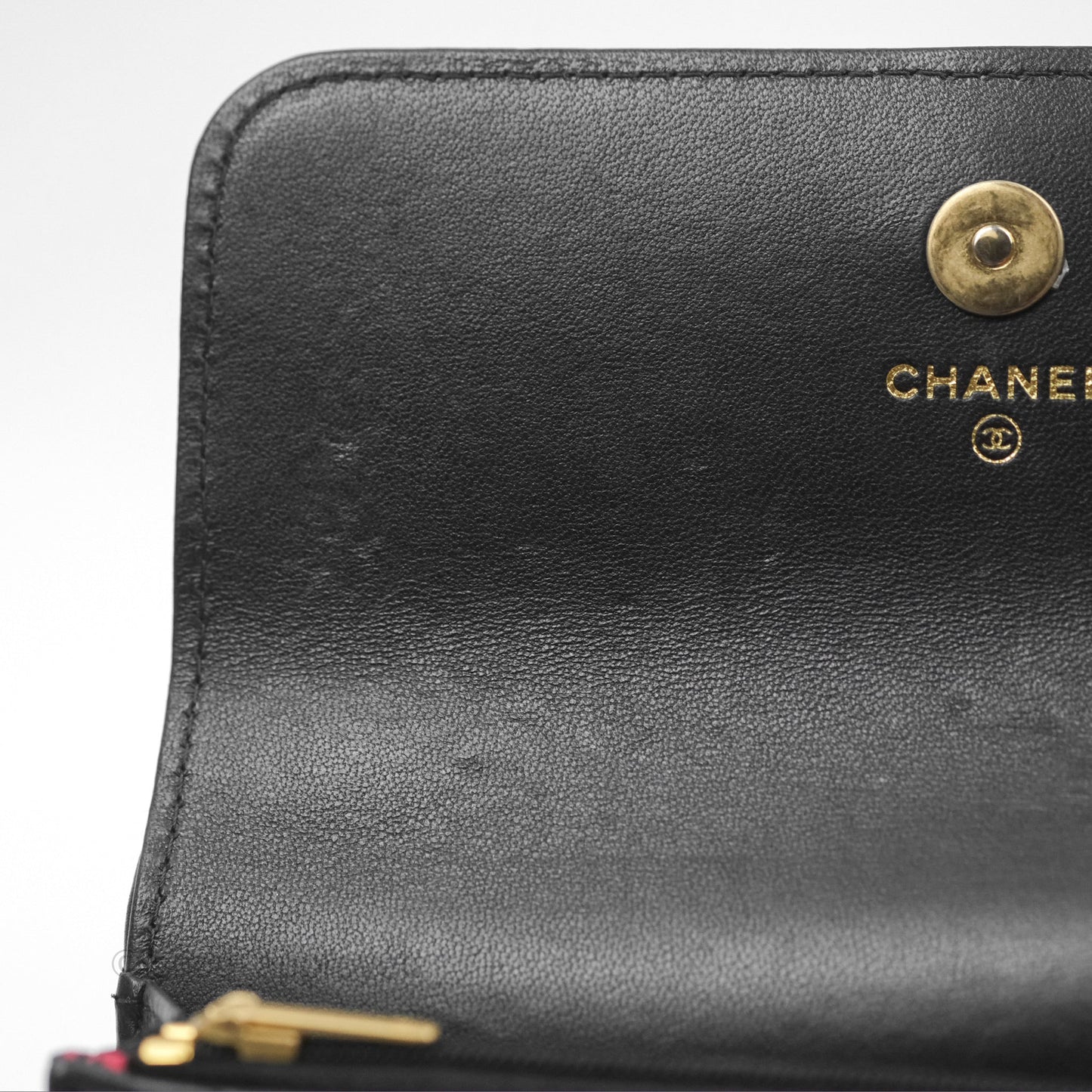 Chanel Mini WOC Phone Holder with Camellia Adjustable Chain Black Lambskin