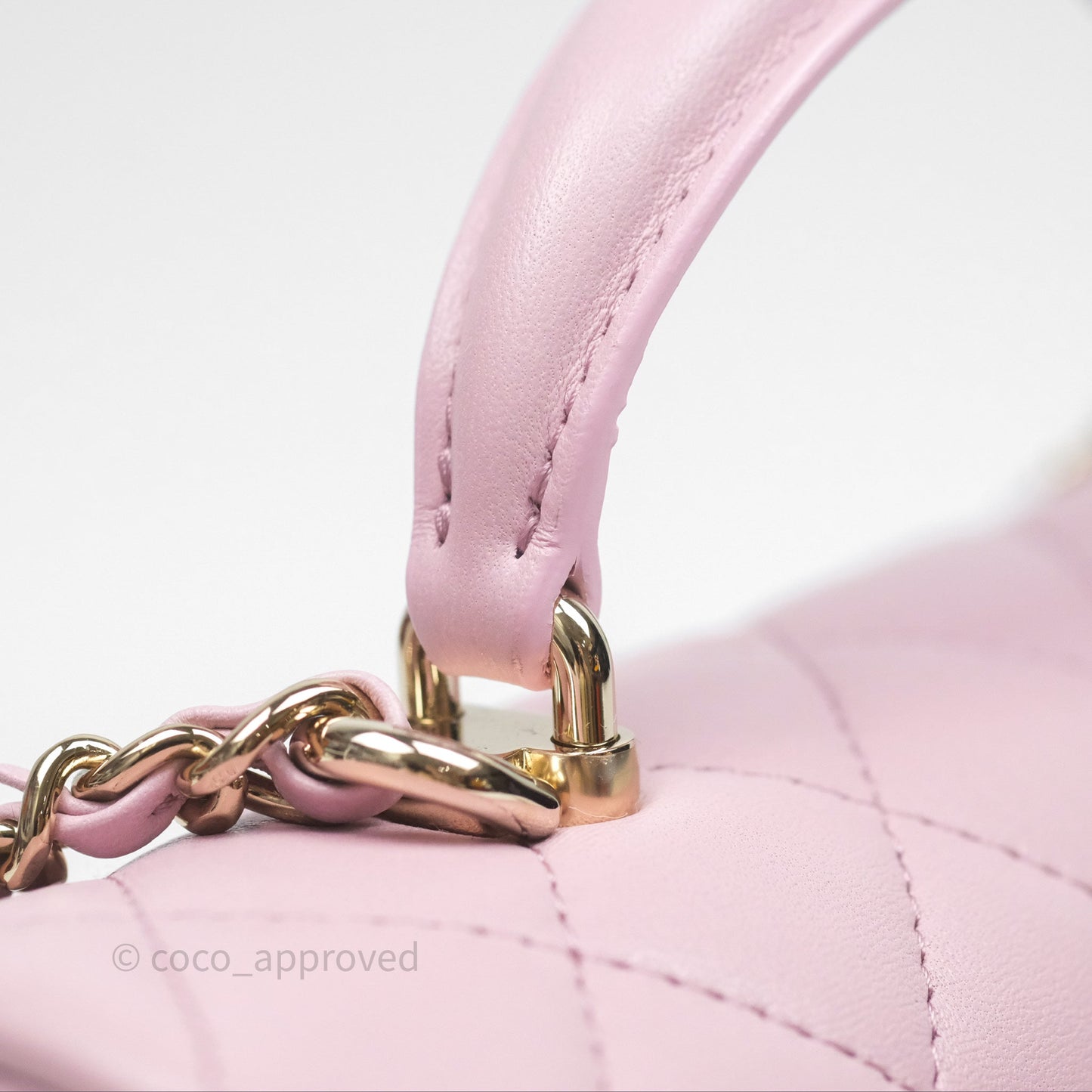 Chanel Top Handle Mini Rectangular Flap Pink Lambskin Gold Hardware